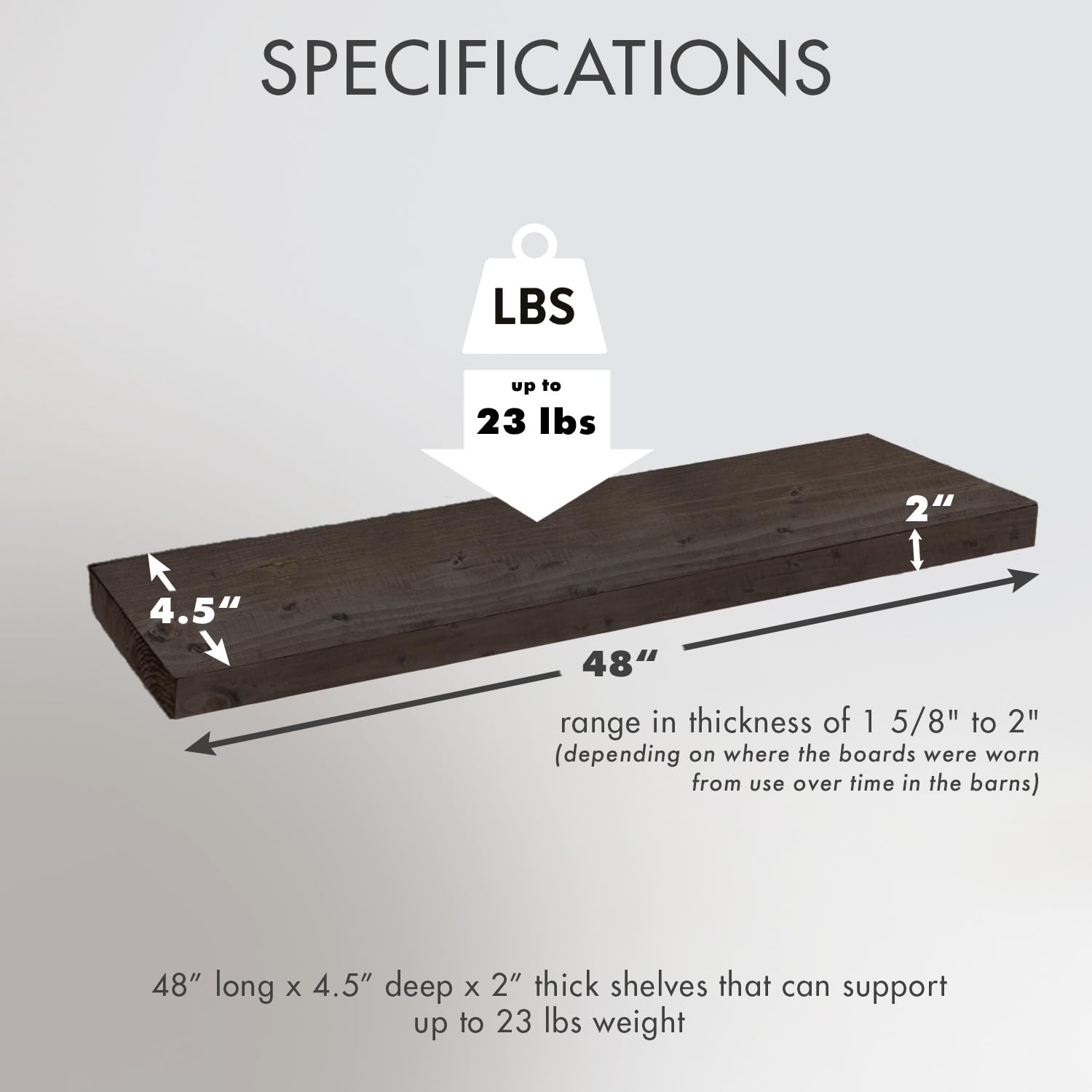 Reclaimed Barnwood Floating Shelves Set of 2 - 48