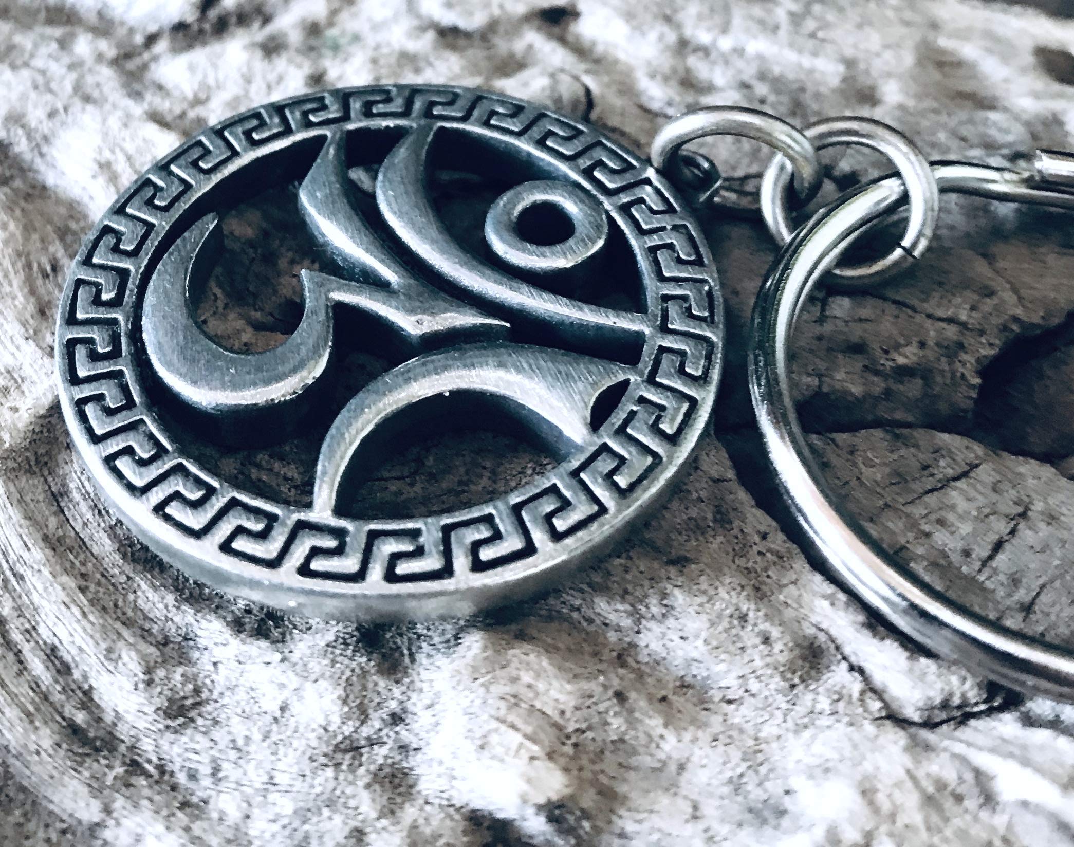 Pewter Ohm Keychain - Circular Trilogy Jewelry for Yoga & Meditation