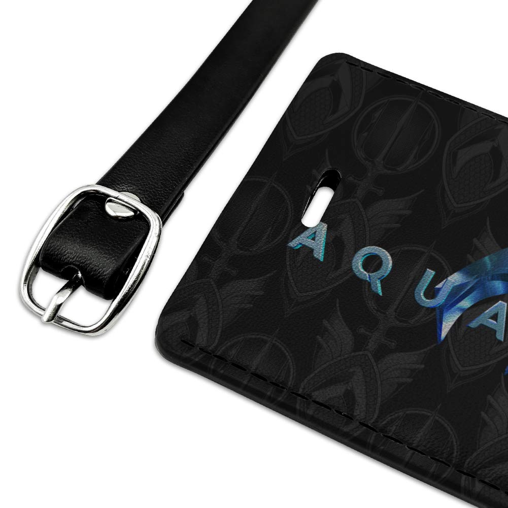 Aquaman Movie Logo Rectangle Leather Luggage Tag - Durable Carry-On ID Tag for Suitcases, Backpacks & Travel Bags | Perfect for Superhero Fans & Travel Enthusiasts