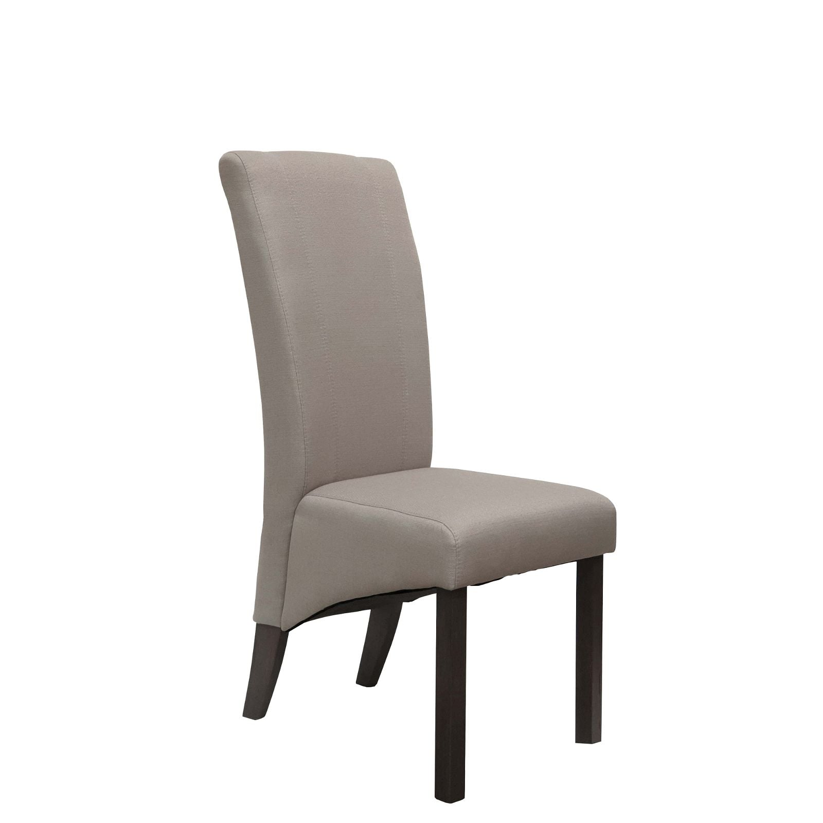 Chrome Fabric Dining Chairs with Rubberwood Legs in Textured Dry Grey Oak Finish - Set of 2 Modern Kitchen Chairs for Dining Room, Breakfast Nook & Small Space Decor
