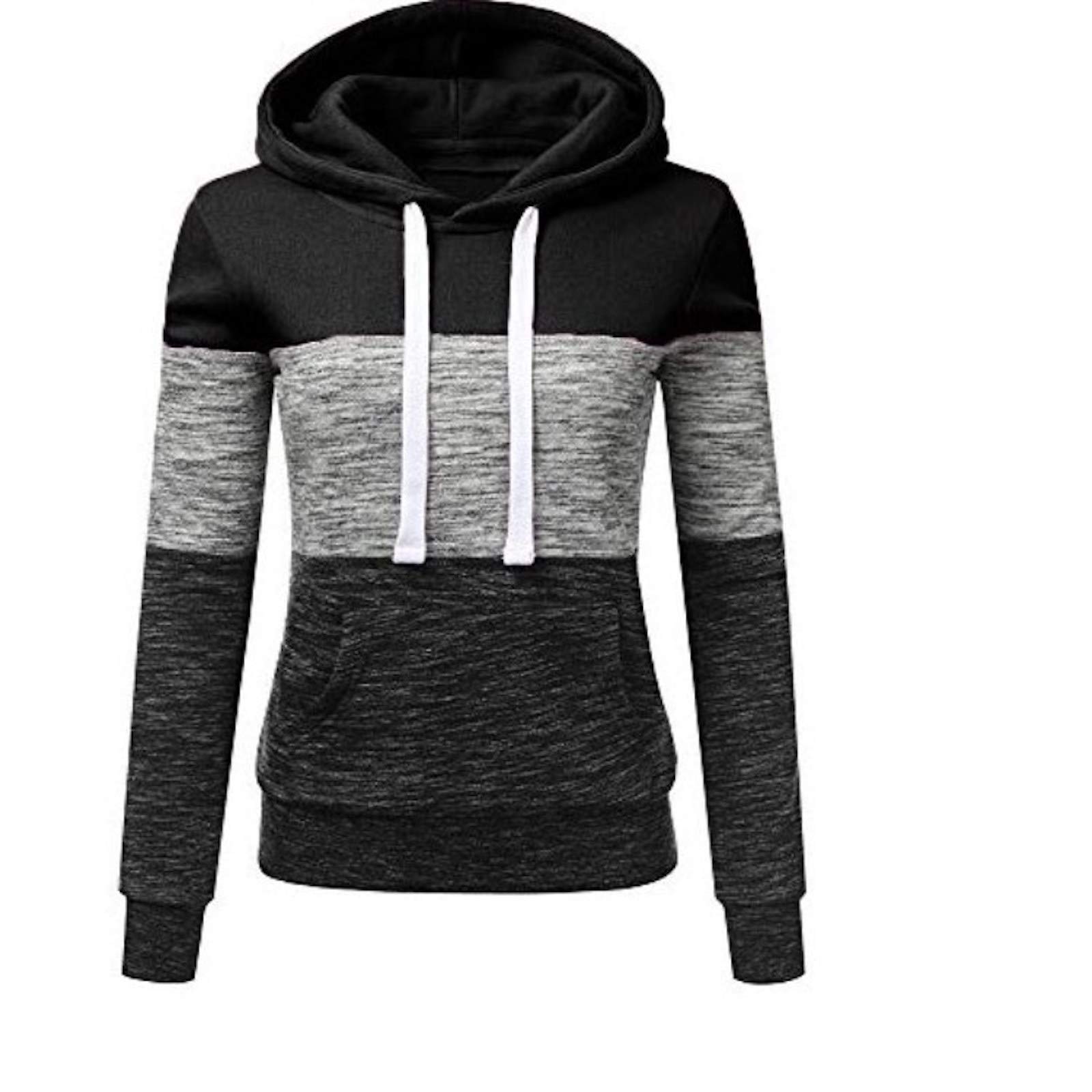 WSLCN Women's Casual Patchwork Hoodie Sweatshirt - Long Sleeve Sporty Pullover for Gym, Running & Streetwear Fashion