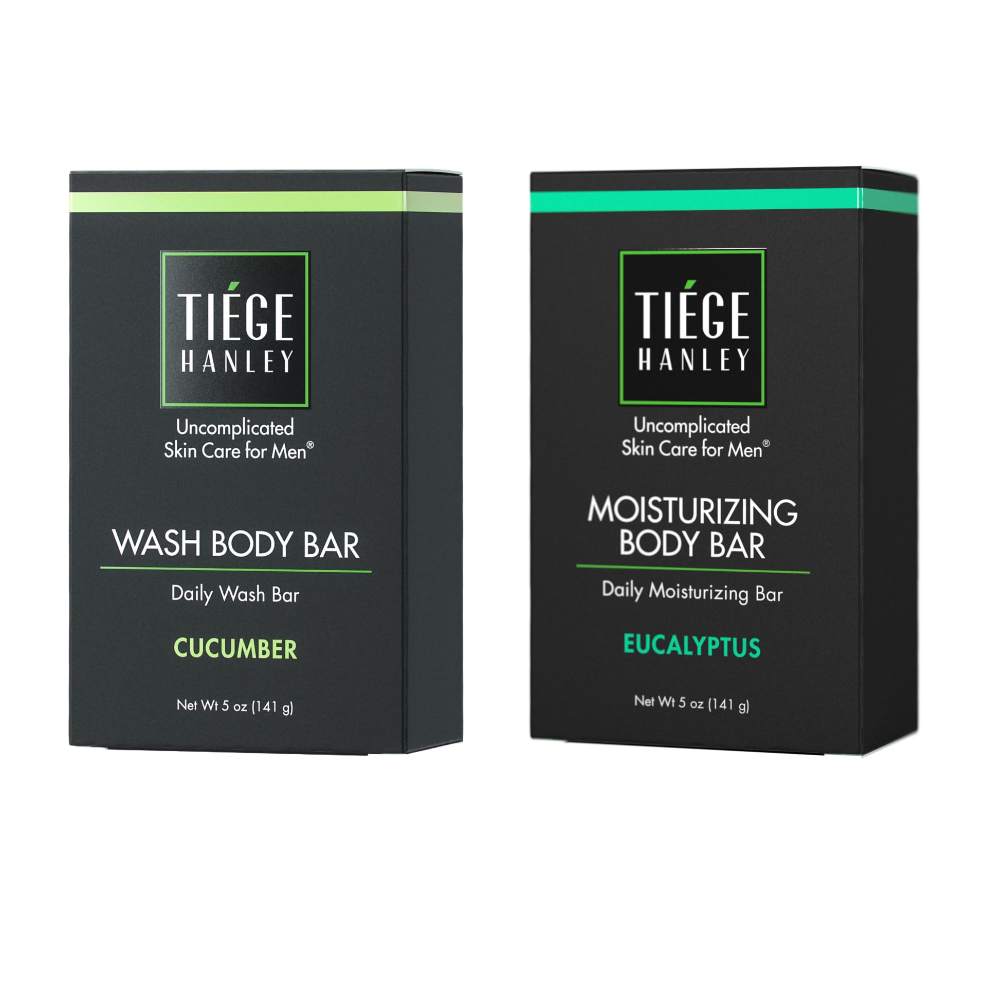 Tiege Hanley Wash Body Bar 5 oz + Moisturizing Body Bar 5 oz - Hydrating Skincare Duo for Men | Perfect for Daily Shower & Post-Workout Care