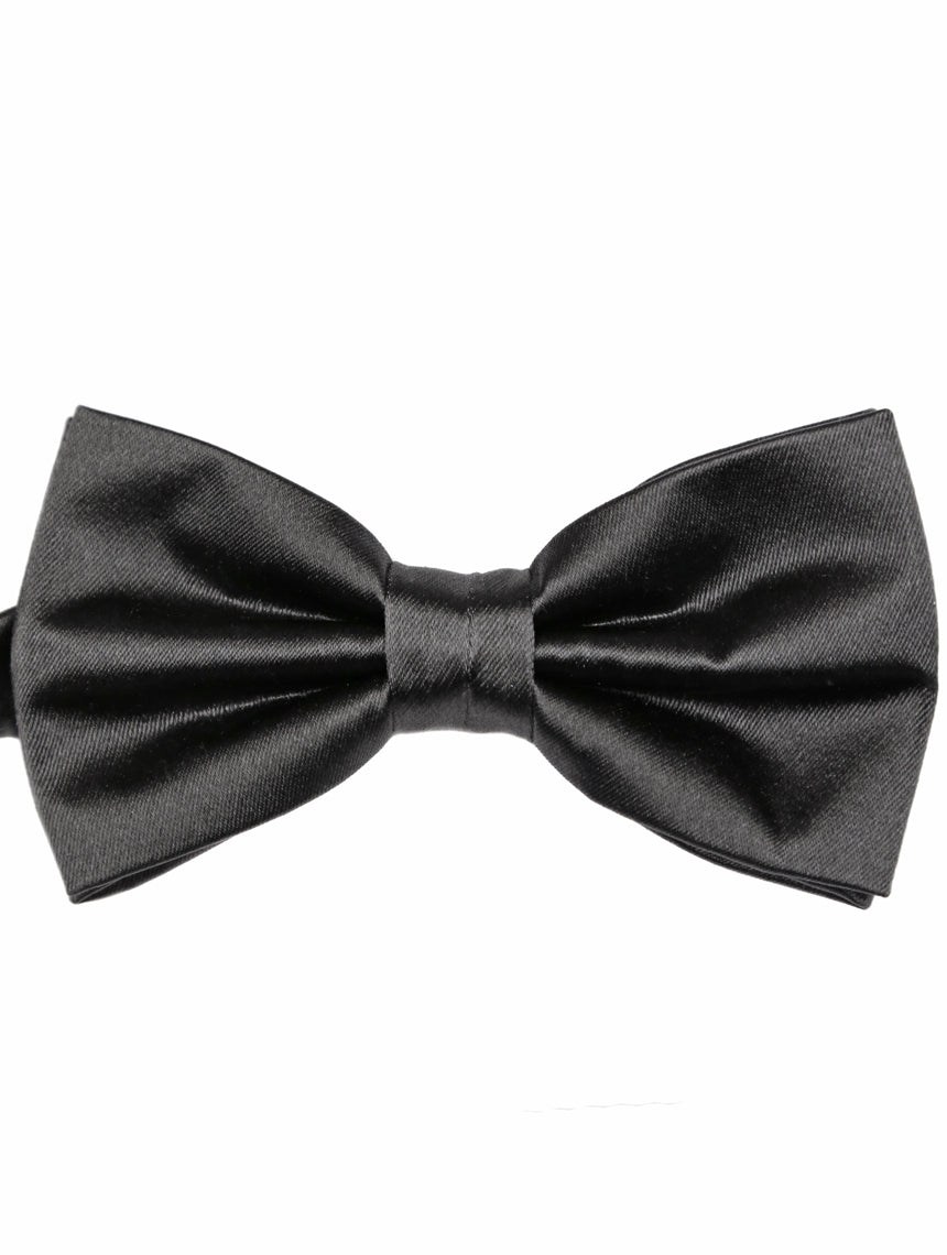 DÉCLIC Classic Plain Bow Tie for Men - Elegant Charcoal Gray Pre-Tied Necktie for Weddings, Prom & Formal Events