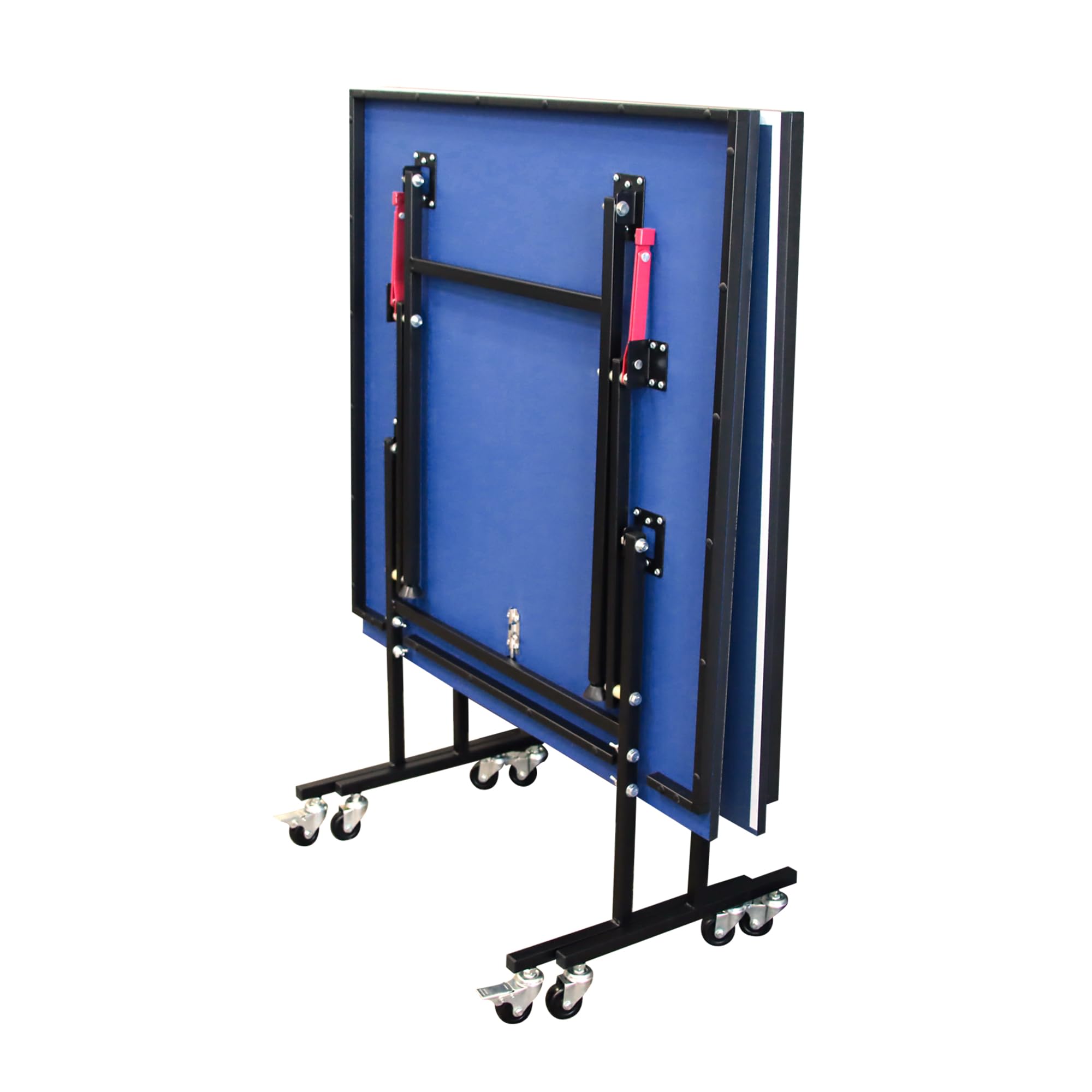 Mid-Size Foldable Indoor Outdoor Table Tennis Table with Quick Clamp Ping Pong Net & Post Set - Black & Blue - Perfect for Home, Office, and Recreational Use