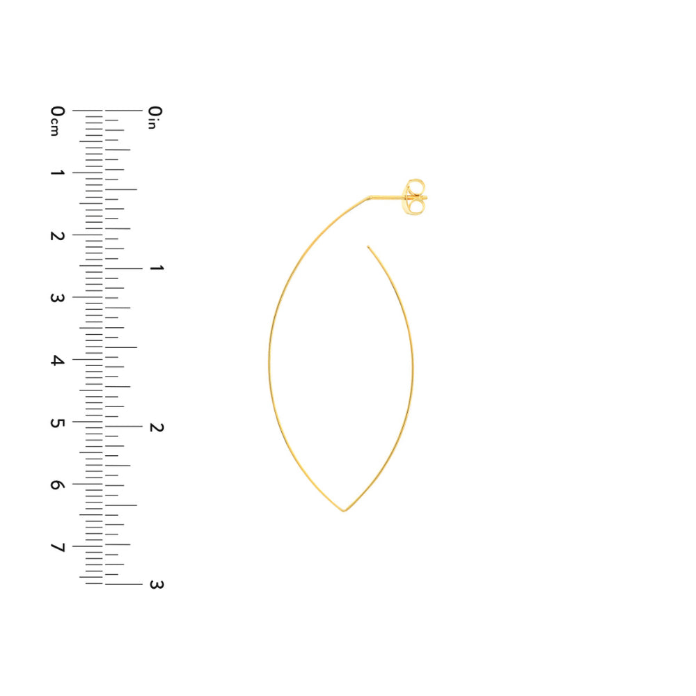 14K Gold Marquise Hoop Earrings for Women - Elegant Dainty Diamond-Cut Huggie Earrings - Perfect for Everyday Wear, Date Night & Special Occasions