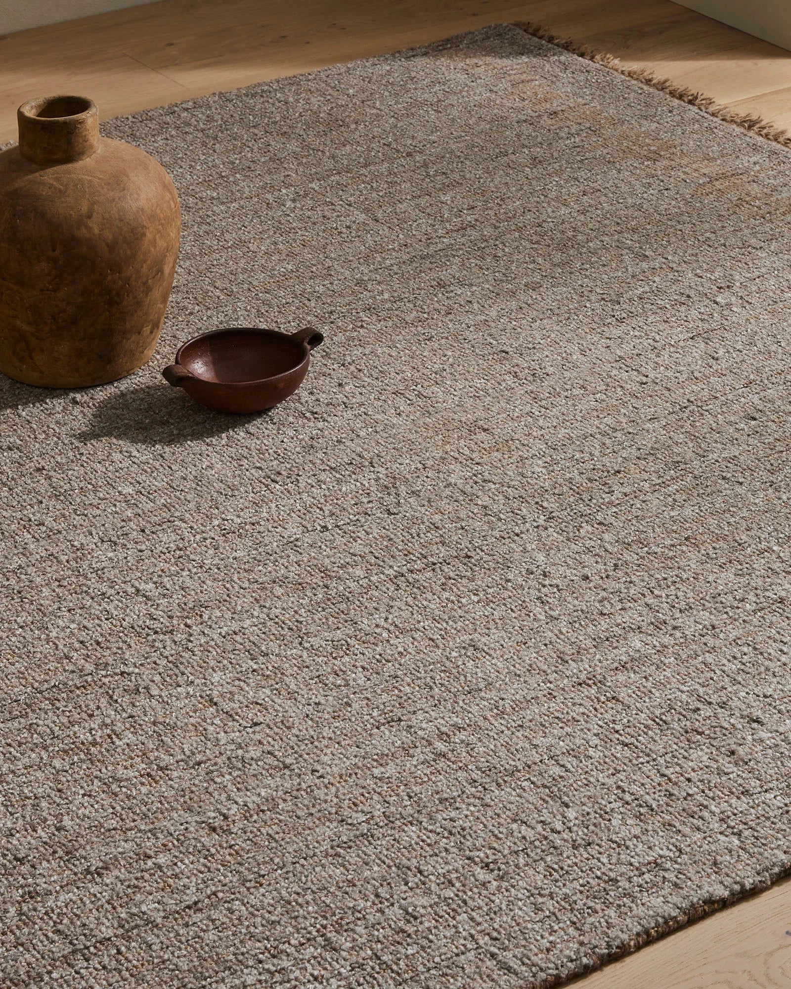 Handmade Puglia Rug in Soft Taupe - Boho Chic Area Rug for Living Room, Bedroom & Nursery