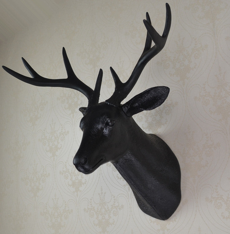 Wall Mounted Black Whitetail Buck Bust - Realistic Deer Head Sculpture for Hunting Lodge Decor, Faux Taxidermy Art Plaque - Perfect for Cabin, Man Cave, or Rustic Home Decor