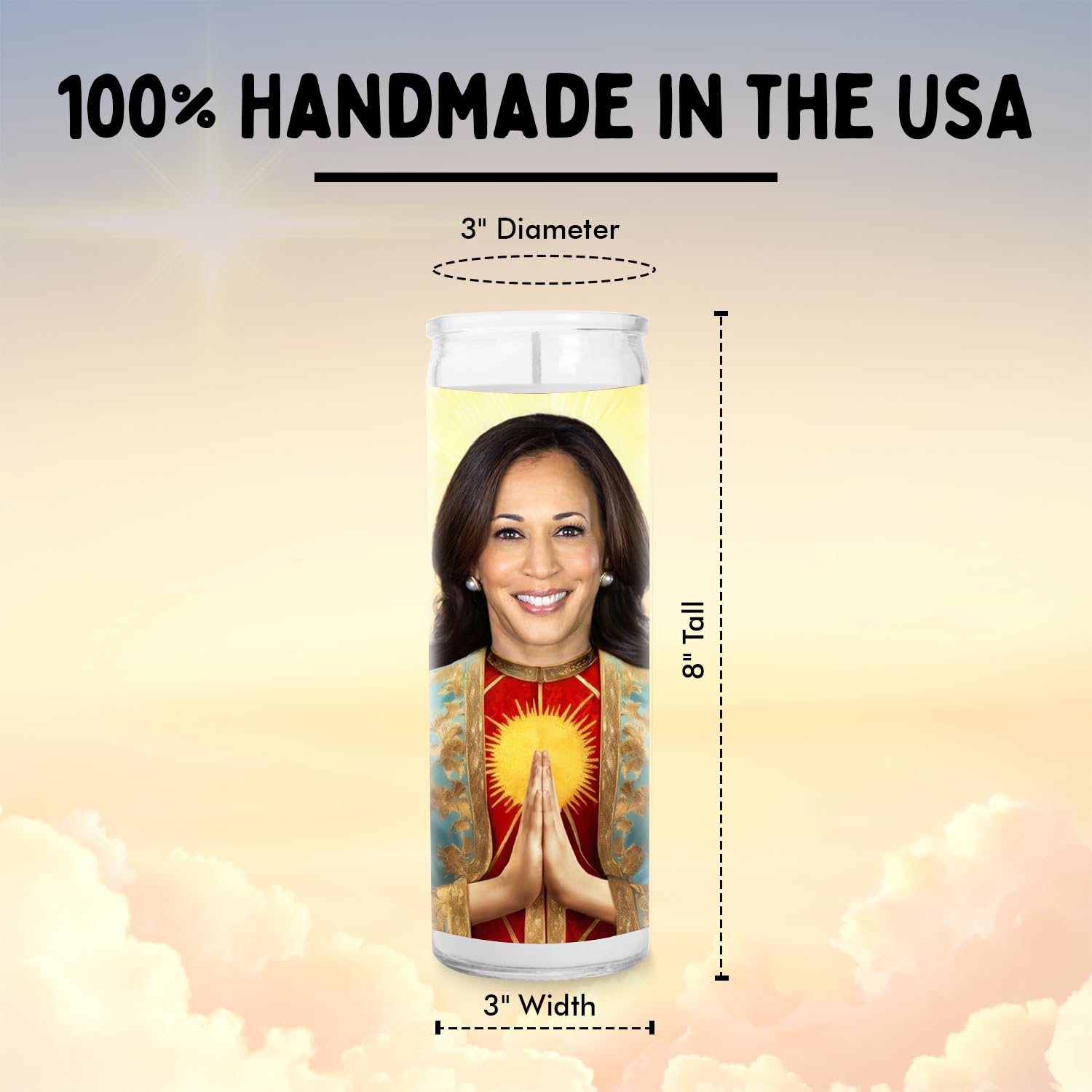 Kamala Celebrity Candles - Handmade Soy Wax Votive Candles in Glass Jars - Unique White Candles for Home Decor, Wedding Favors & Relaxation Gifts - Perfect Novelty Gift Idea 2024