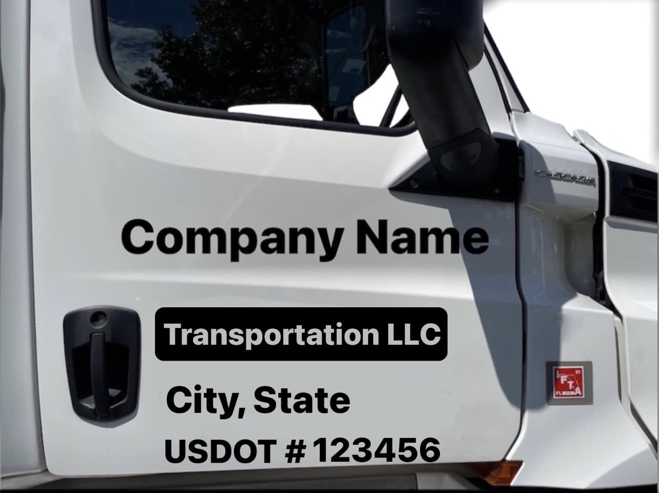 Custom Semi Truck Door Decal Magnets - Heavy Duty Vinyl Fleet Decals for Tractor Trailers (Set of 2, Black) | DOT Compliant Lettering | Perfect for Branding, Advertising & Fleet Identification
