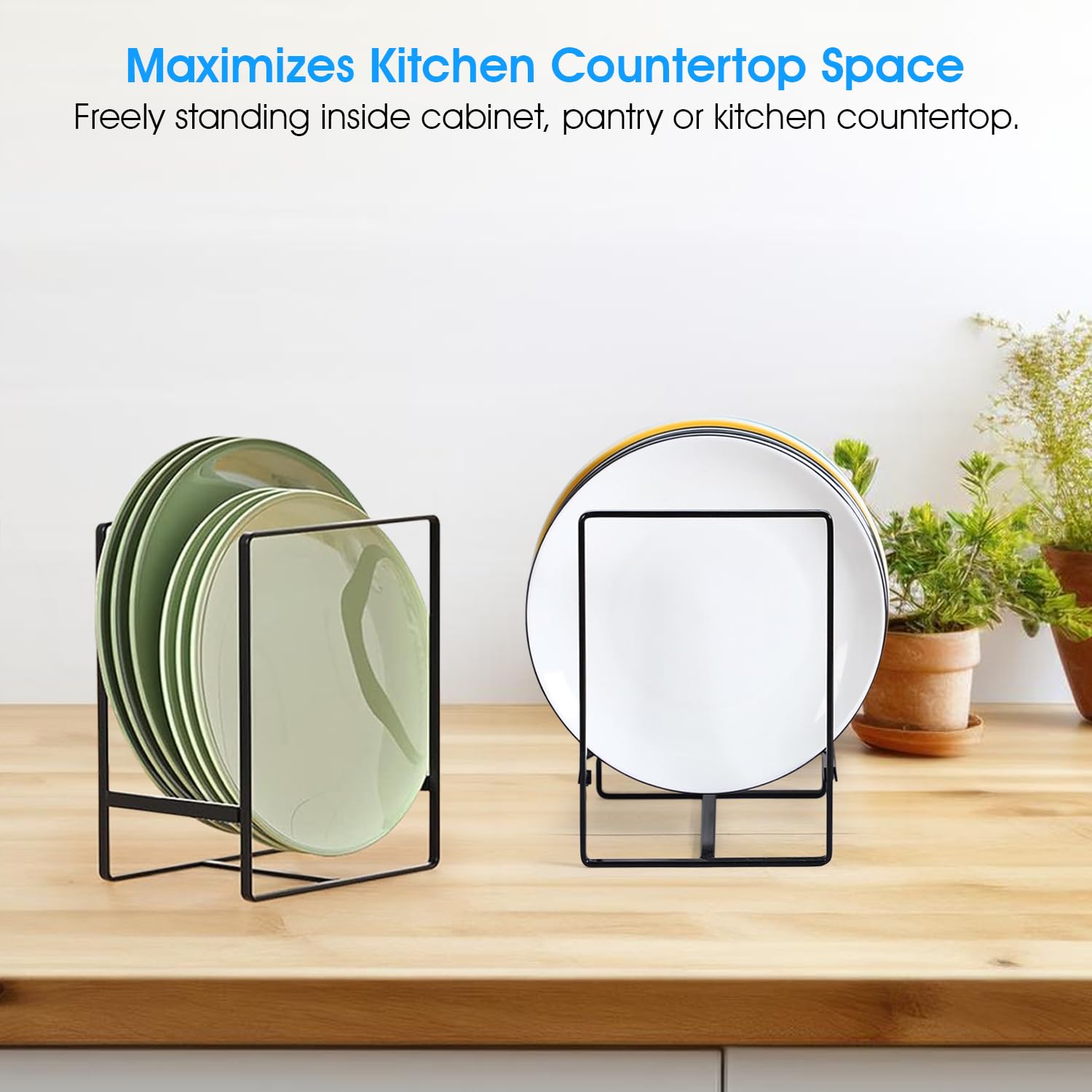 Black Vertical Plate Holder - Space Saving Plate Organizer for Cabinet - Perfect for Small Plates (1PCS) - Ideal for Kitchen Storage & Dining Room Organization