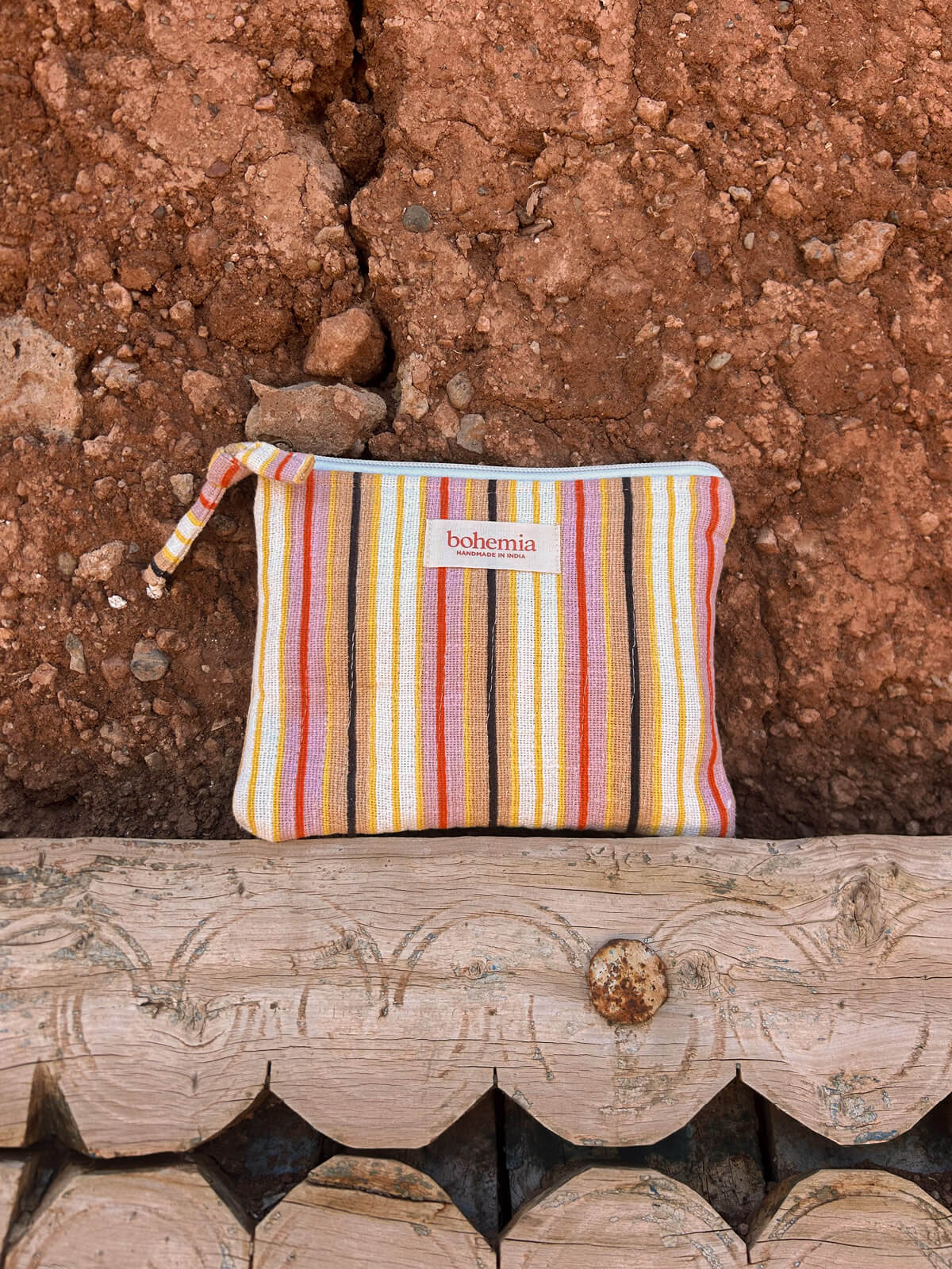 Jaipur Stripe Medium Pouch - Colorful Handmade Indian Clutch Bag for Women | Perfect for Parties, Weddings & Festive Occasions