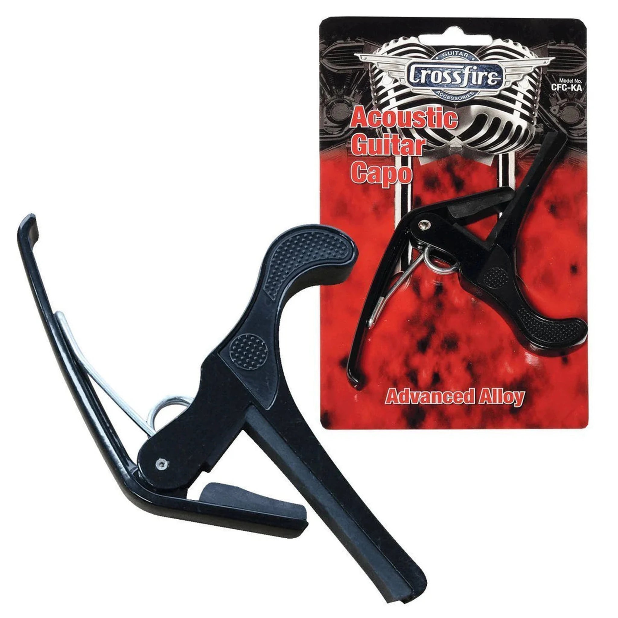Crossfire K Trigger Style Acoustic Guitar Capo - Black | Quick-Release Clamp for Easy Chord Changes | Perfect for Live Performances & Practice Sessions