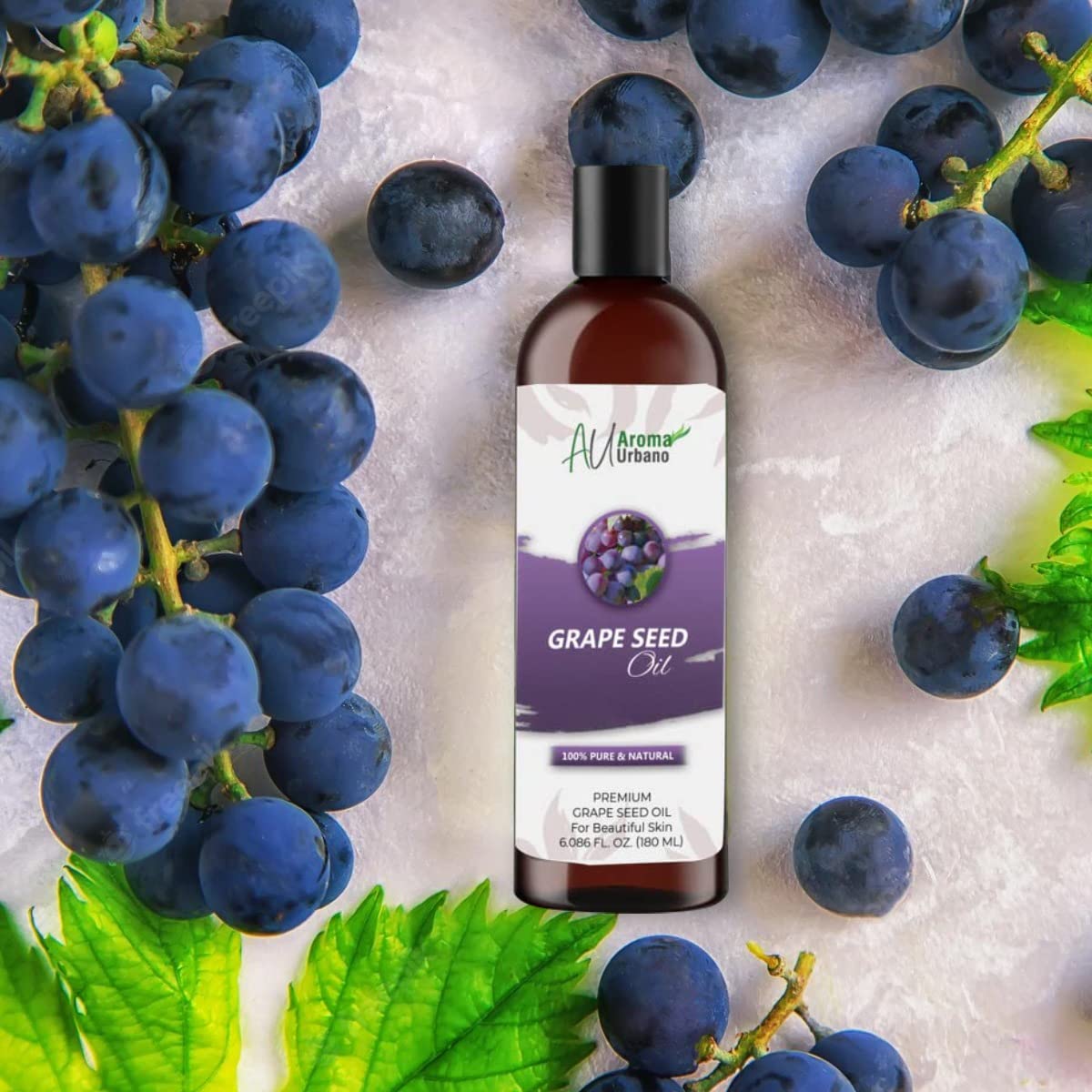 Aroma Urbano Grapeseed Oil - 180ml Natural Hair Oil for Shine & Moisture, Skin Care Treatment for Dry Skin | Use for Hair Mask, Body Moisturizer & Massage Oil