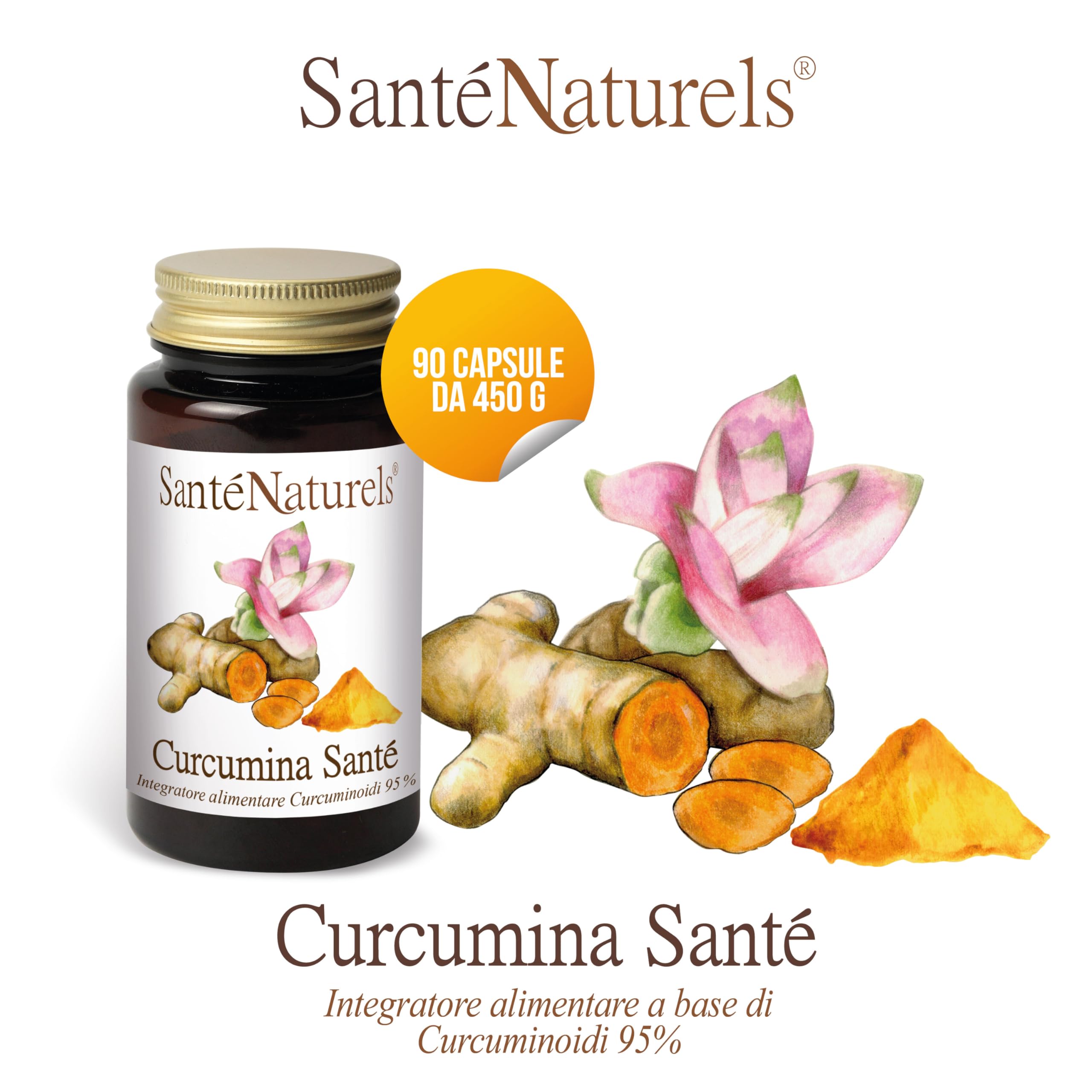 Pure Curcumin 95% Titrated ● 90 Capsules 450mg ● Natural Curcuminoids Supplement with No Additives, Only Concentrated Extract ● Suitable for Vegetarians & Vegans ● Supports Joint Health, Digestion & Inflammation Relief