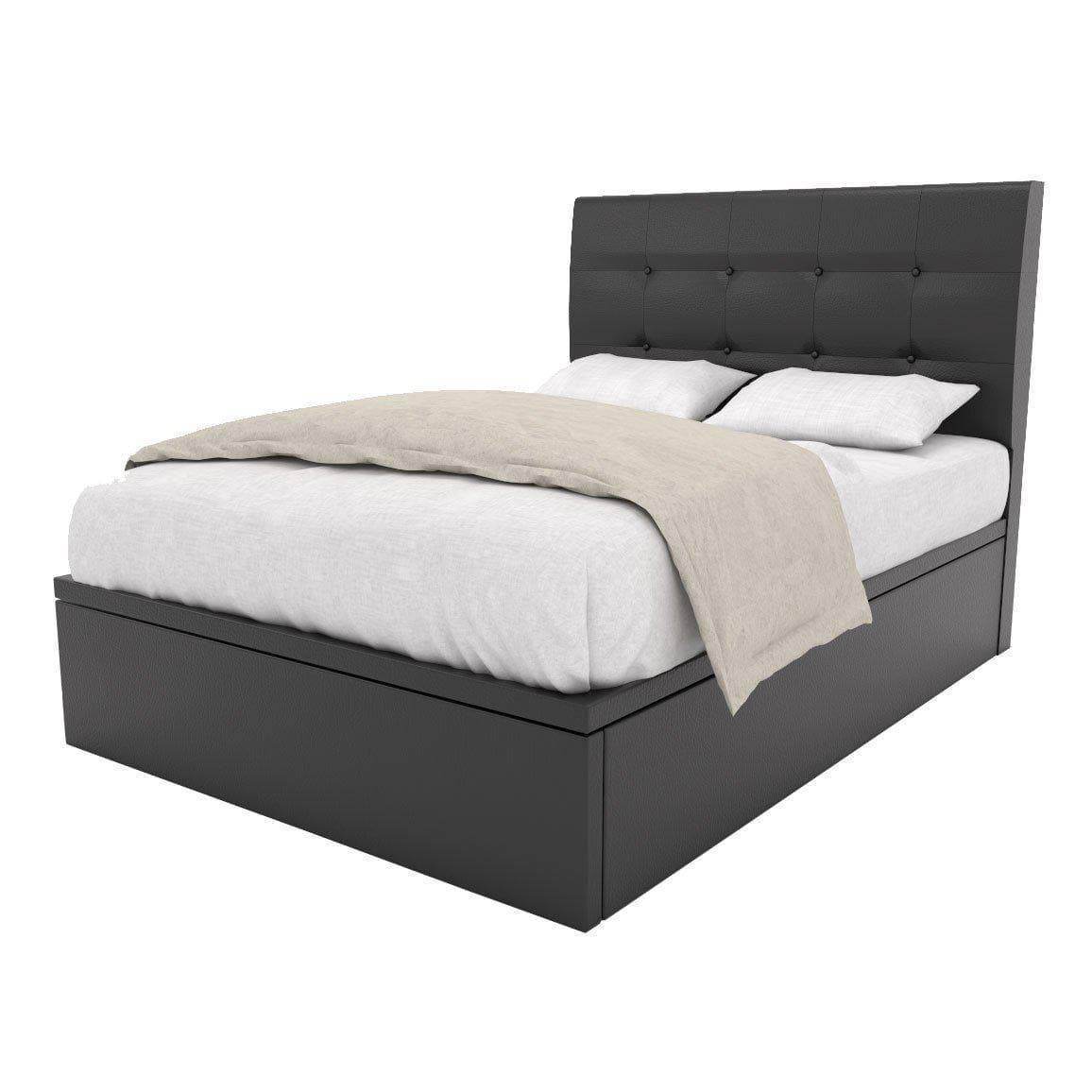 Ellie Faux Leather Upholstered Storage Bed Frame with Underbed Drawers - Queen Size Platform Bed for Small Space Bedroom, Guest Room & Apartment