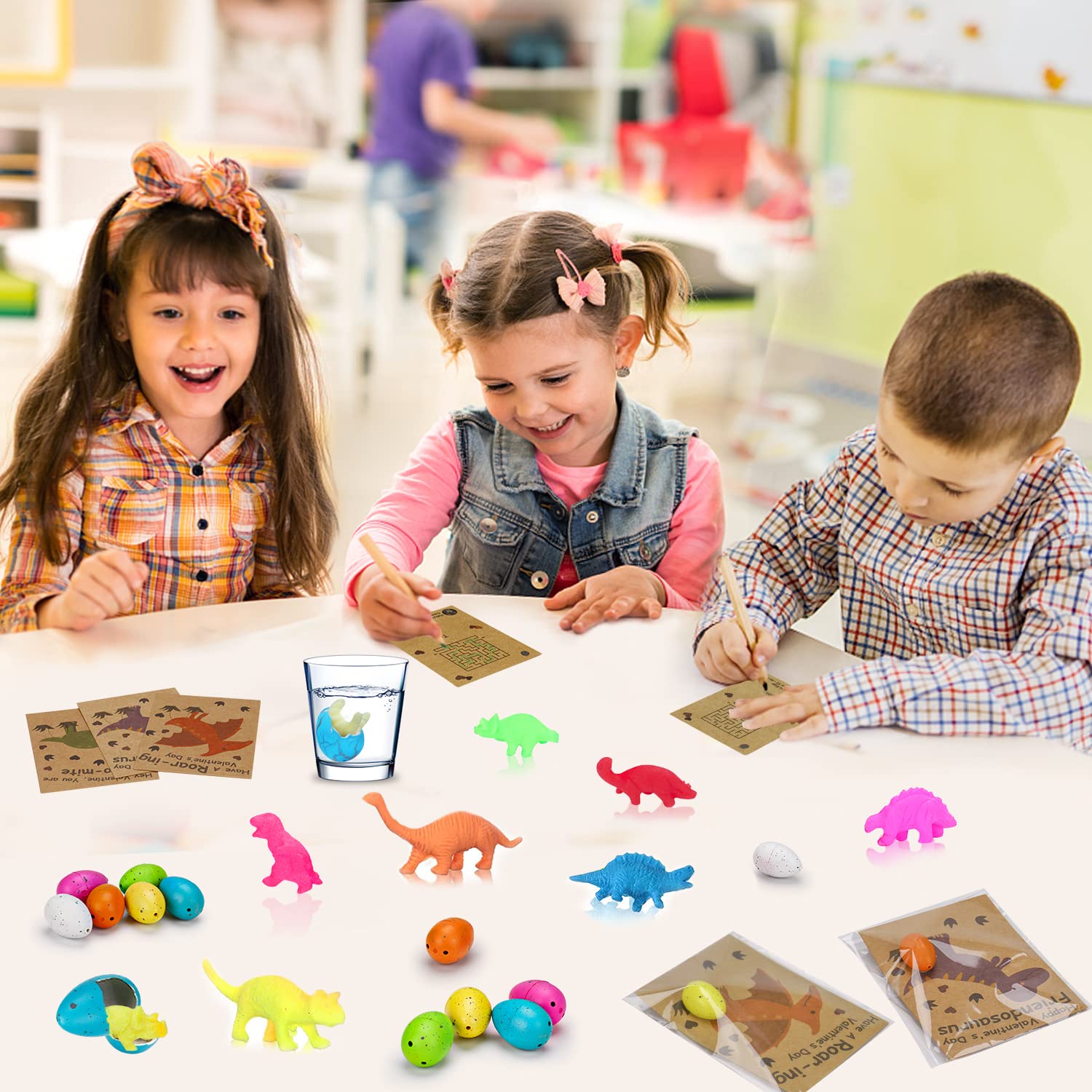 30PCS Hatching Dinosaur Eggs Valentines Cards - Fun Dino Toys for Kids Classroom Exchange, Valentine's Day Party Favors for Boys & Girls - Perfect for School Events, Birthday Gifts and Playtime Activities