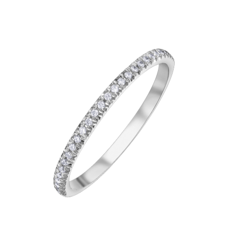 10K White Gold .15ctw Diamond Band Ring for Women - Elegant Stackable Wedding & Anniversary Jewelry Gift
