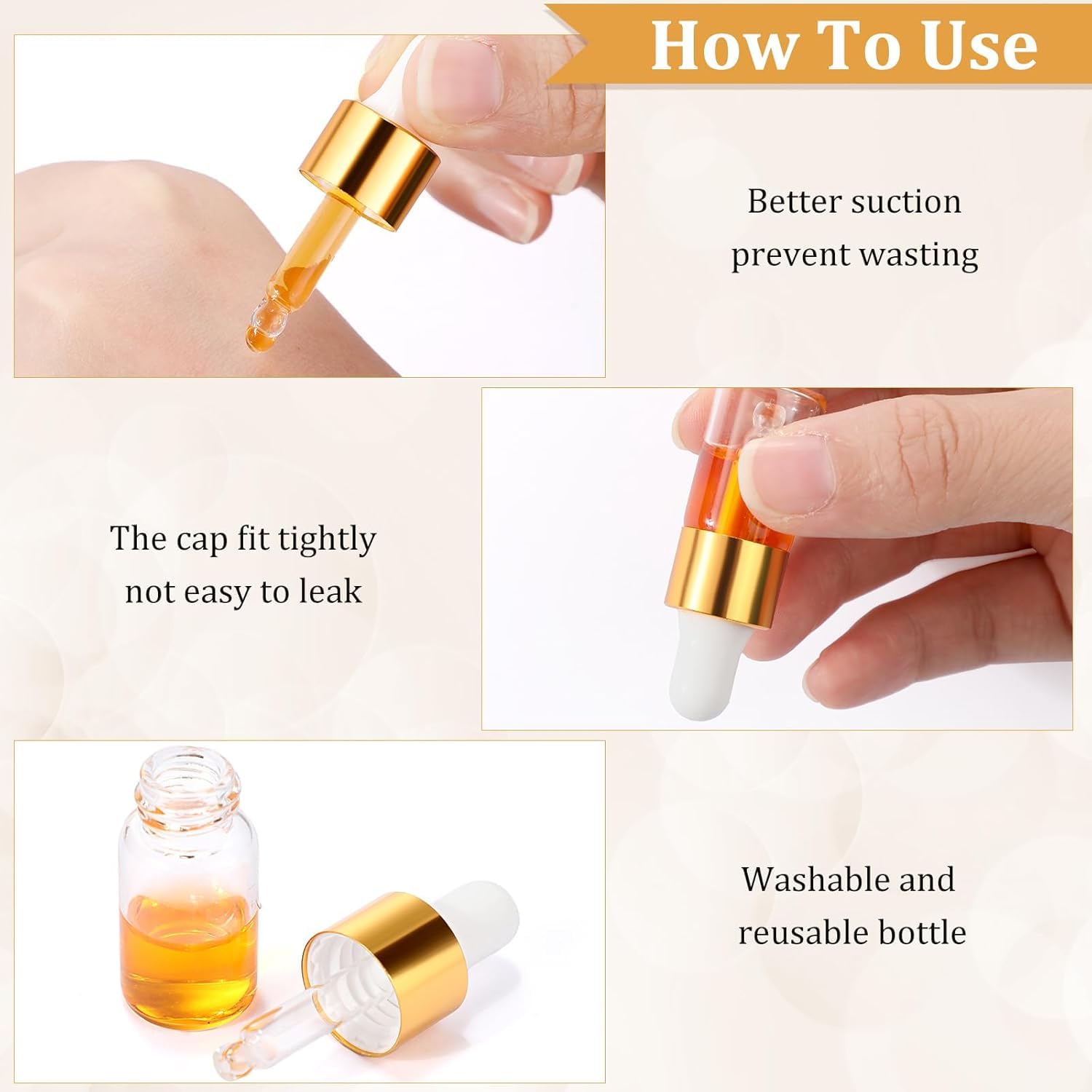 3ml Mini Clear Glass Dropper Bottles - Small Travel Sample Vials for Essential Oils, Perfume, Cosmetics & Liquids (Pack of 3) - Perfect for DIY Blends, Aromatherapy & On-the-Go Use