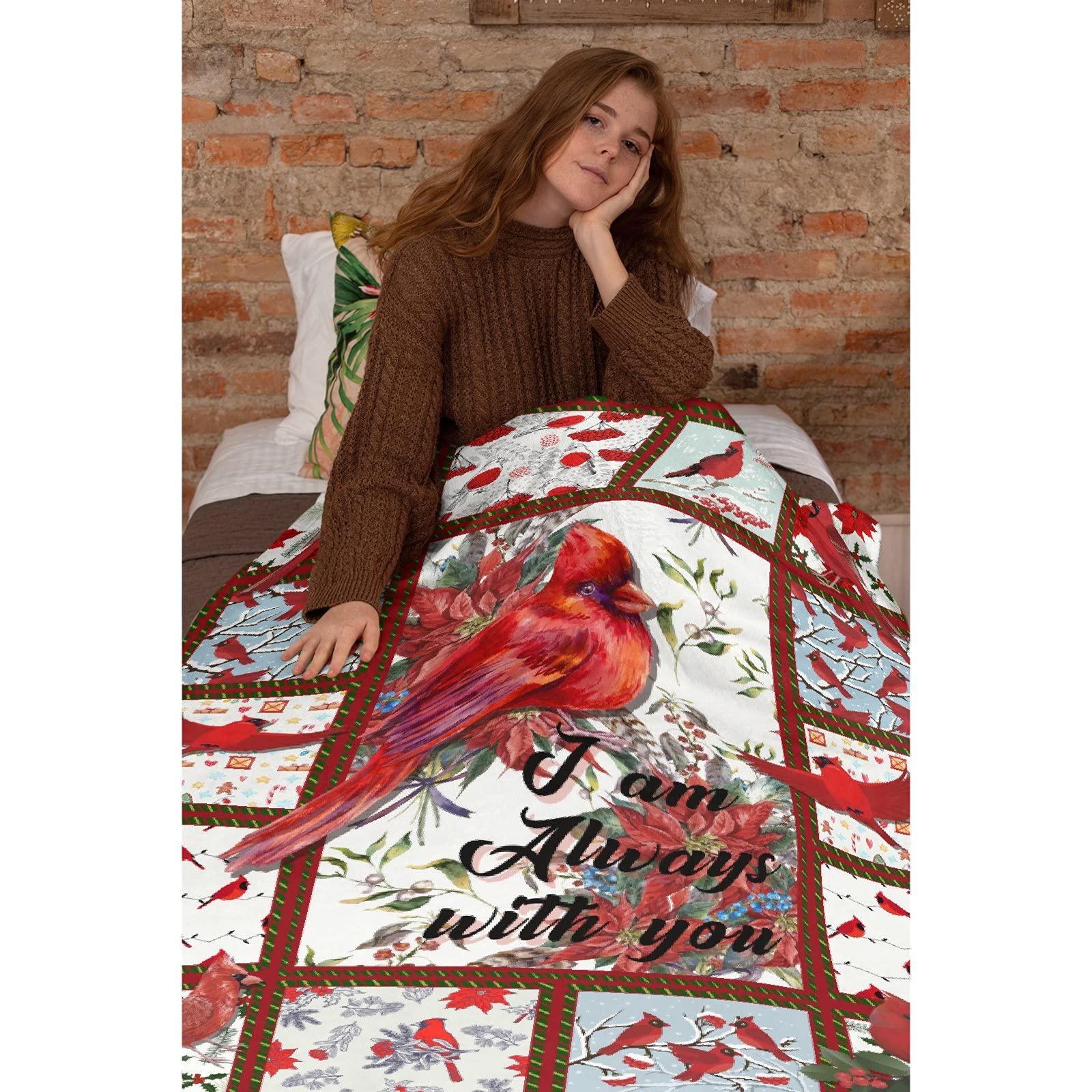 Northern Cardinal Flannel Fleece Blanket - Soft Plush Lightweight Throw for Boys, Girls & Adults - Christmas Tree Bird Decor Gift - 120x90 Inch for Sofa, Bed, Couch - Perfect for Cozy Winter Nights & Holiday Decorations