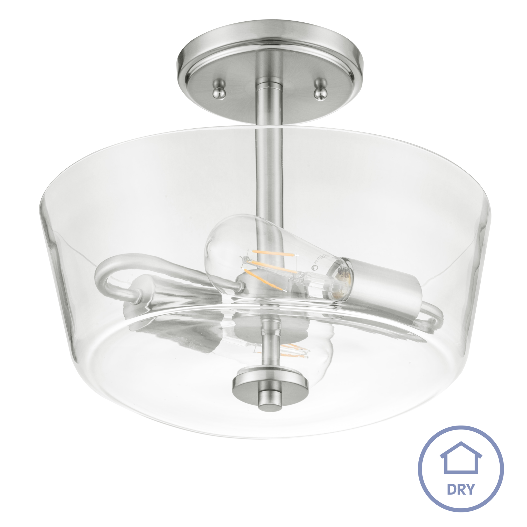 Viktoria Semi Flushmount Ceiling Light Fixture - Brushed Nickel Finish - Modern Lighting for Bedroom, Hallway, or Entryway