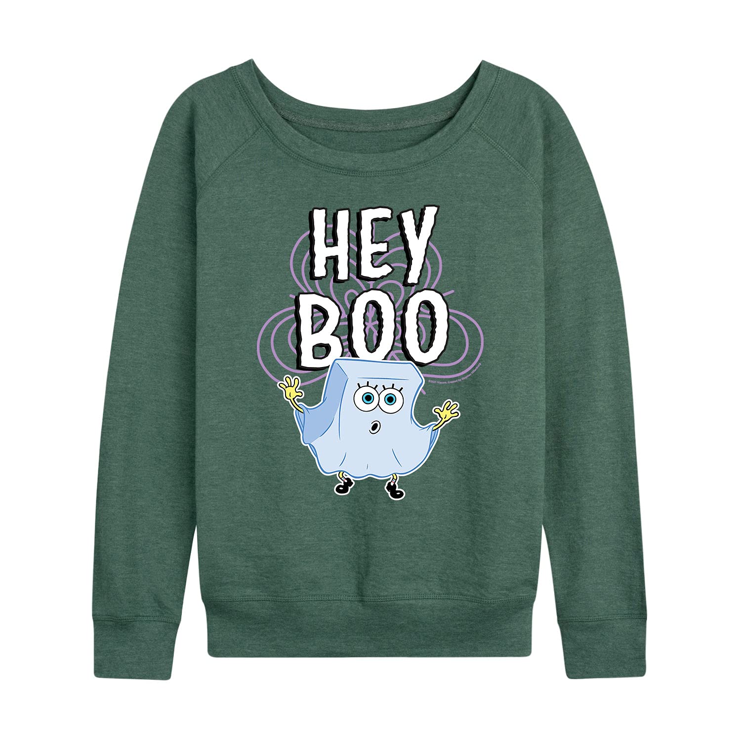 HYBRID APPAREL SpongeBob SquarePants 'Hey Boo' Women's Lightweight French Terry Pullover Hoodie - Casual Lounge Wear for Fans, Comfortable Sweatshirt for Everyday Wear