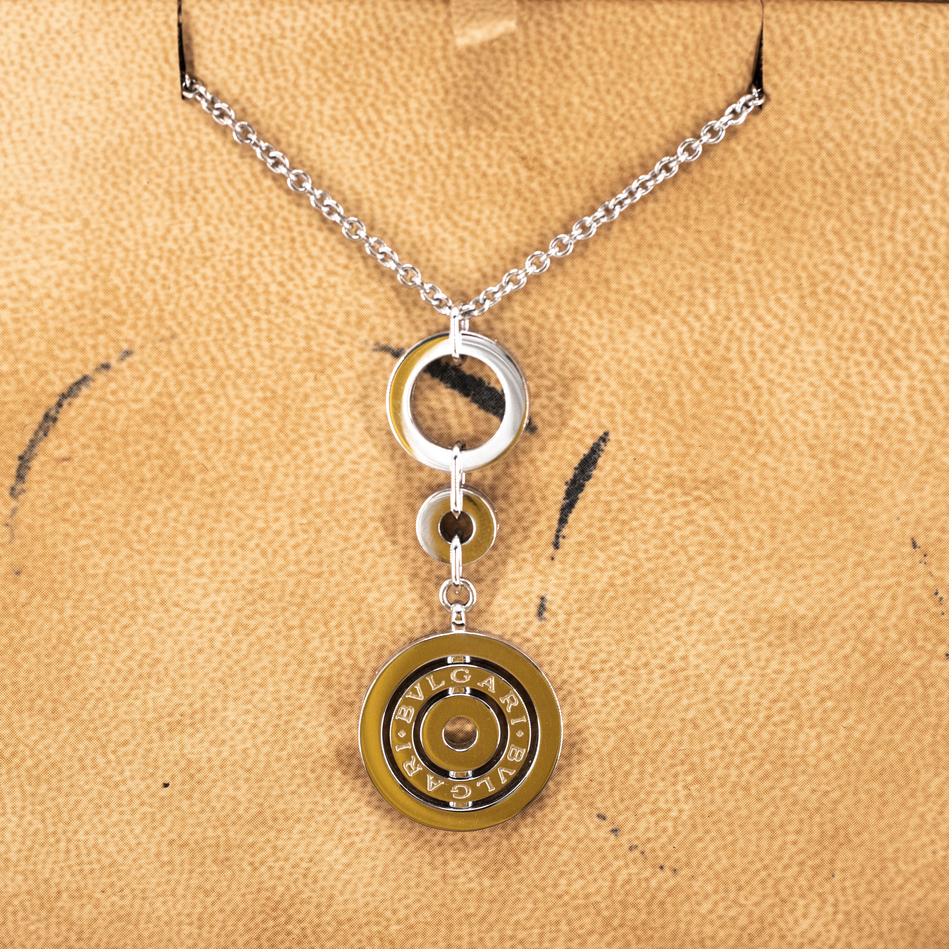Bulgari 18k White Gold Round Pendant Necklace for Women - Luxury Italian Jewelry Gift for Anniversary, Birthday & Special Occasions