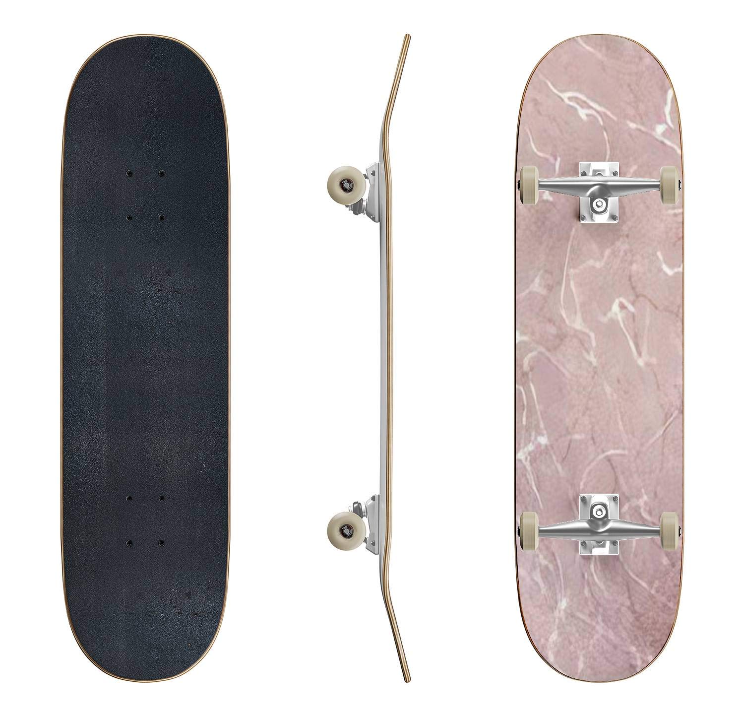 EFTOWEL Marble Rose Gold Skateboard - Classic Concave Longboard for Beginners & Pros | Durable Vector Design for Extreme Sports & Street Riding | Perfect Teen Gift for Skateboarding Enthusiasts