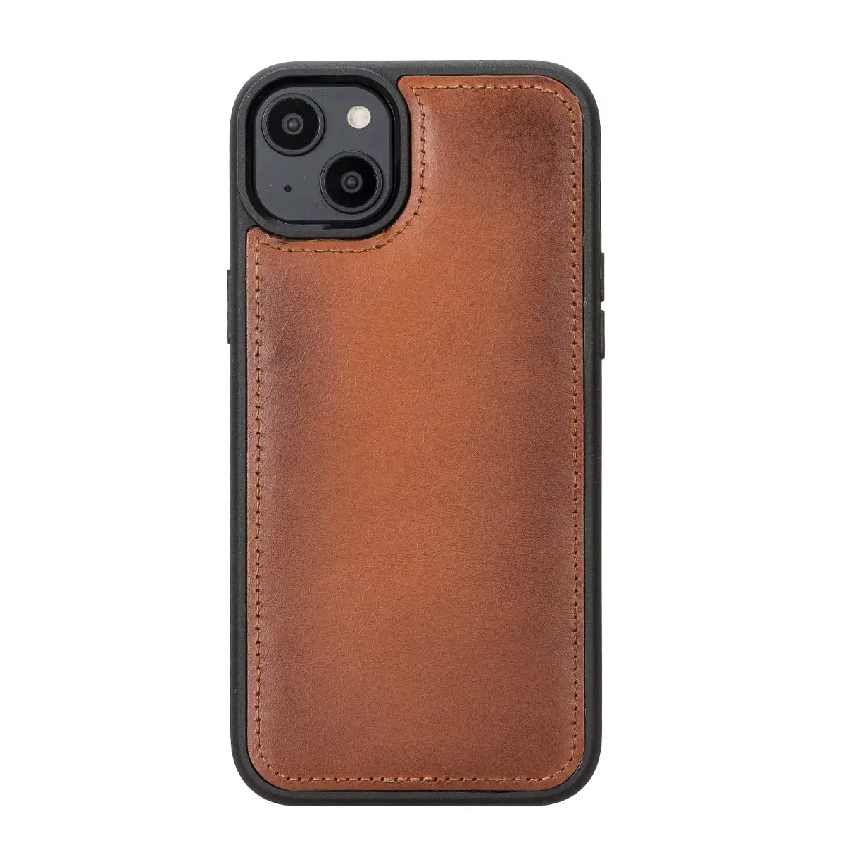 Premium Burnished Tan Leather Snap-On Case for iPhone 14 Plus - Slim Protective Cover with Secure Fit | Perfect for Work, Travel & Everyday Use
