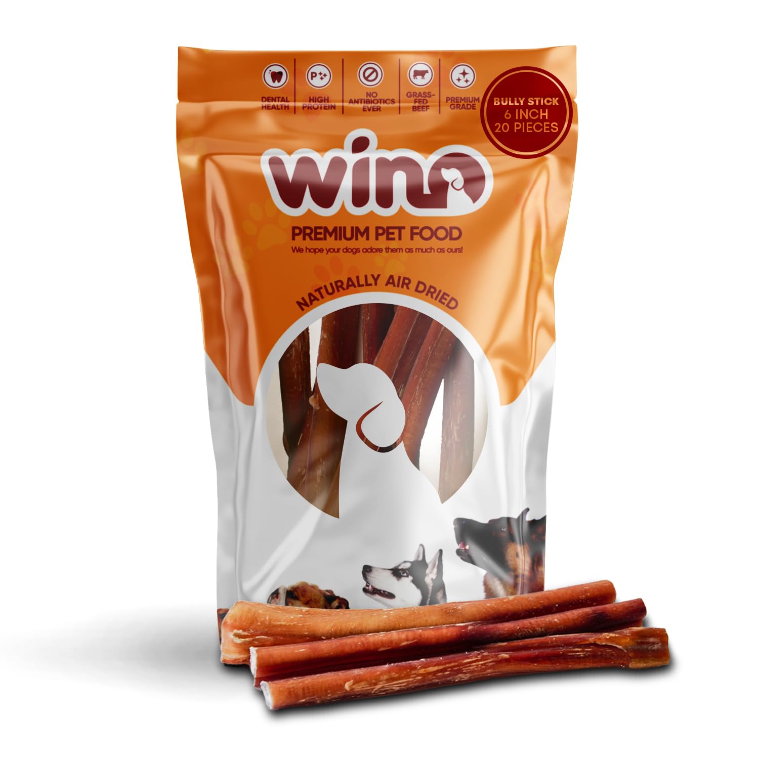 Premium Bully Sticks for Dogs - 5 Pack of 4 Inch All-Natural Beef Chews | 100% Digestible, Odor-Free, High Protein Dog Treats | Supports Dental Health & Reduces Destructive Chewing | Perfect for Training Rewards, Teething Puppies & Anxious Dogs