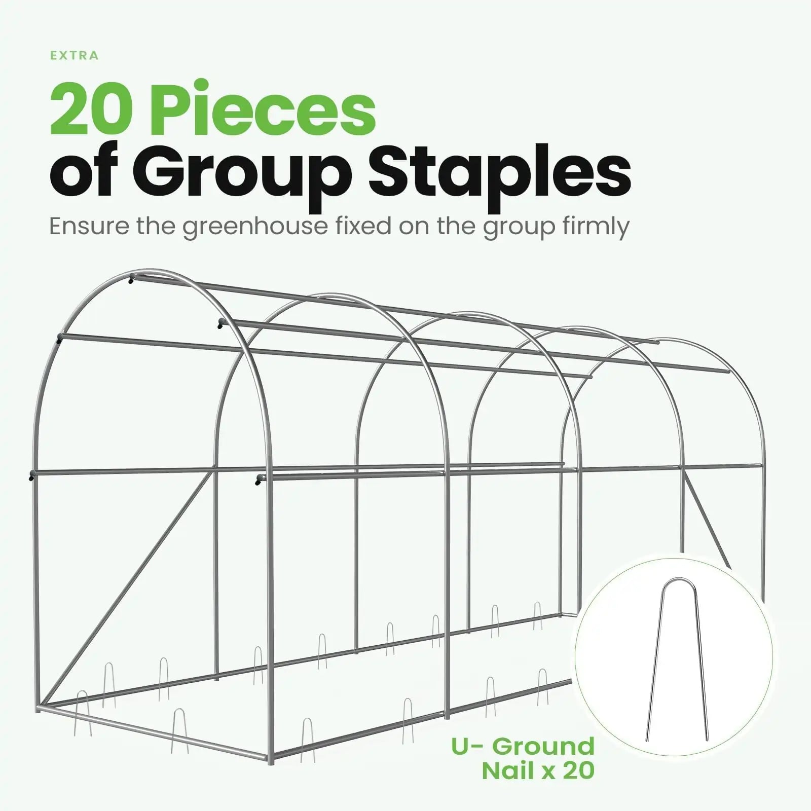 15' x 6.6' x 6.6' Walk-in Greenhouse Kit with Sturdy Frame & UV Protection - Perfect for Backyard Gardening, Plant Growing & Seed Starting