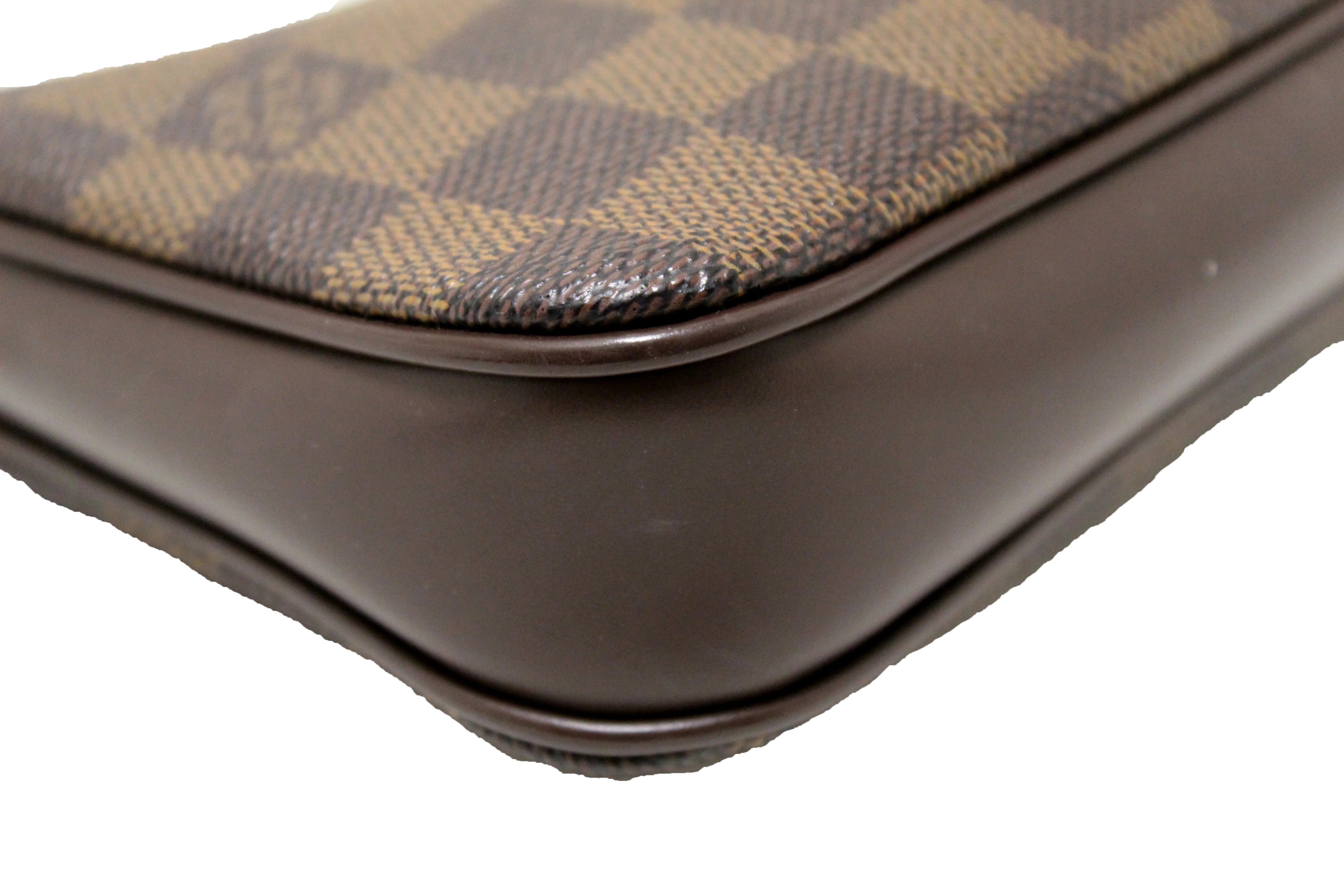 Authentic Louis Vuitton Damier Ebene Navona Pochette Crossbody Bag with Extender Key Ring - Perfect for Women's Everyday Use, Travel & Special Occasions