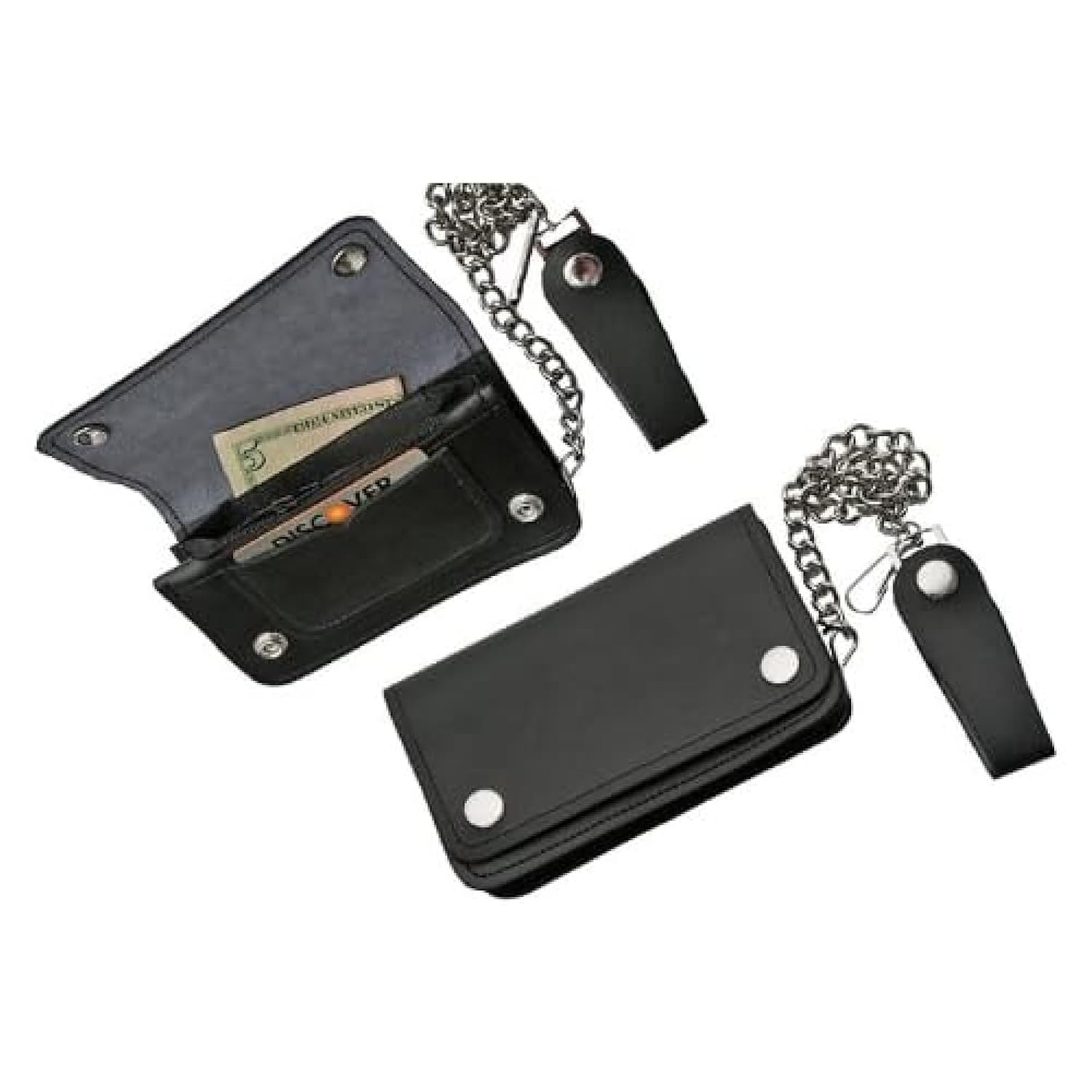 SZCO Supplies Genuine Leather Biker Wallet for Men - Compact & Durable Small Black Motorcycle Wallet - Perfect for Riding, Travel & Everyday Use