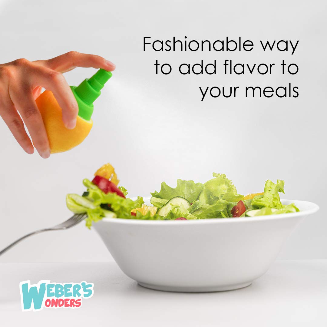Weber’s Wonders 3-Piece Lemon Sprayer Kit - Orange Juice Extractor, Citrus Juicer & Squeezer - Vegetable & Salad Cleaner Spray - Fresh Lime Storage Gadget - Perfect for Cocktails, Cooking & Healthy Snacks