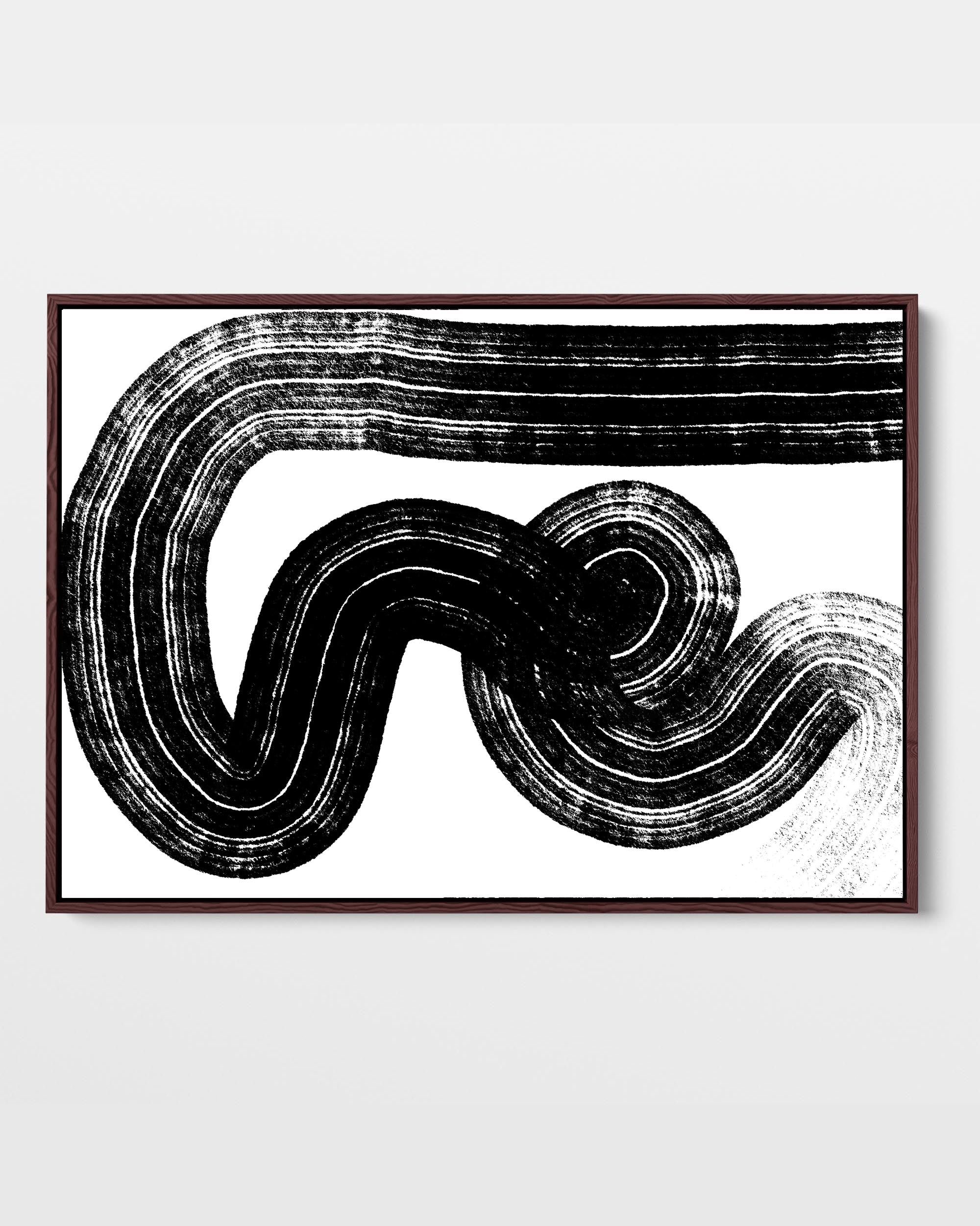 Swerve Line Framed Canvas Wall Art - Modern Abstract Painting for Living Room, Bedroom & Office Decor