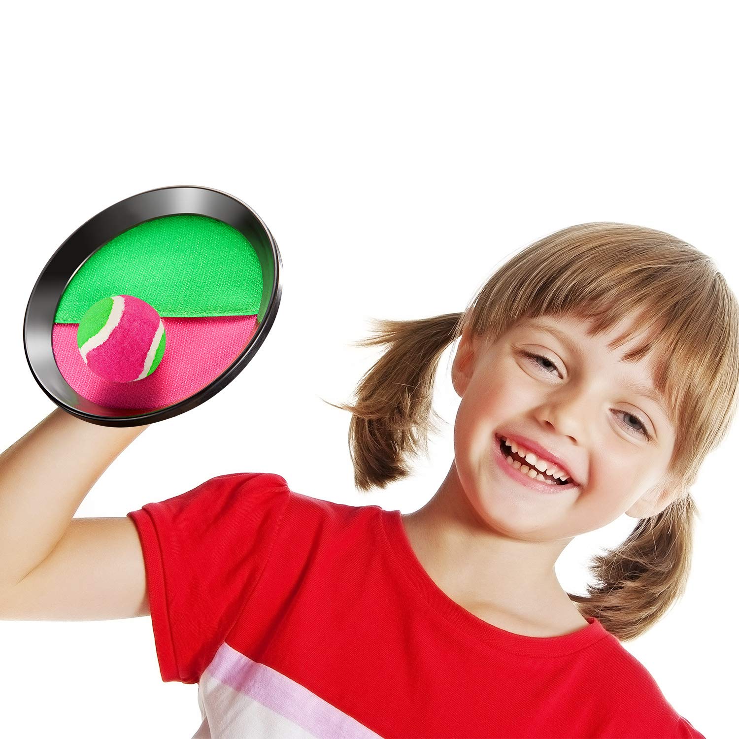TOODOO Toss and Catch Balls Game Set - 6 Paddles & 3 Balls for Outdoor Sports, Beach Fun, Backyard Games - Perfect for Kids, Family, Parties, Events & Gifts (Black, 6.1 Inch) - Great for Summer Activities, Picnics, Camping & Team Building