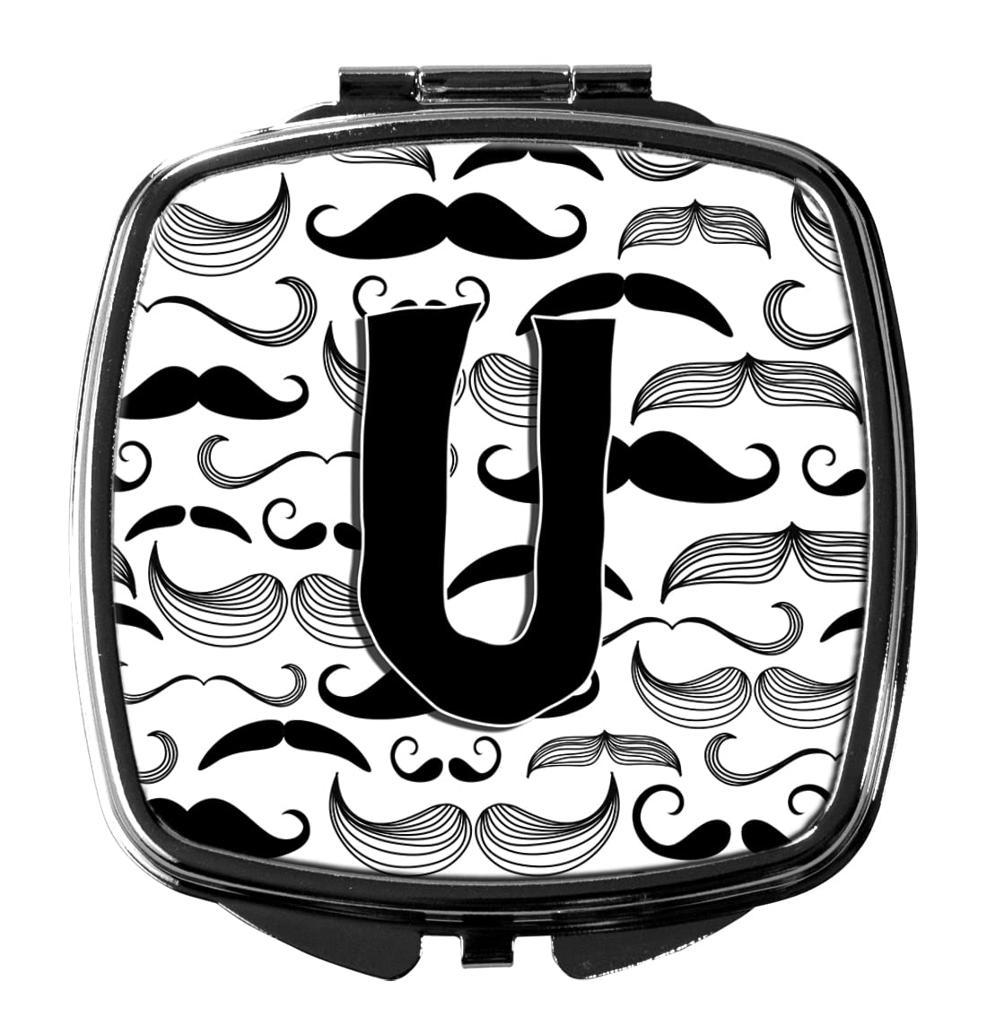 Caroline's Treasures CJ2009-USCM Letter U Moustache Design Compact Mirror - Portable Folding Handheld Travel Makeup Mirror for Women & Girls, Perfect Gift Idea for Birthdays, Travel, and Everyday Use
