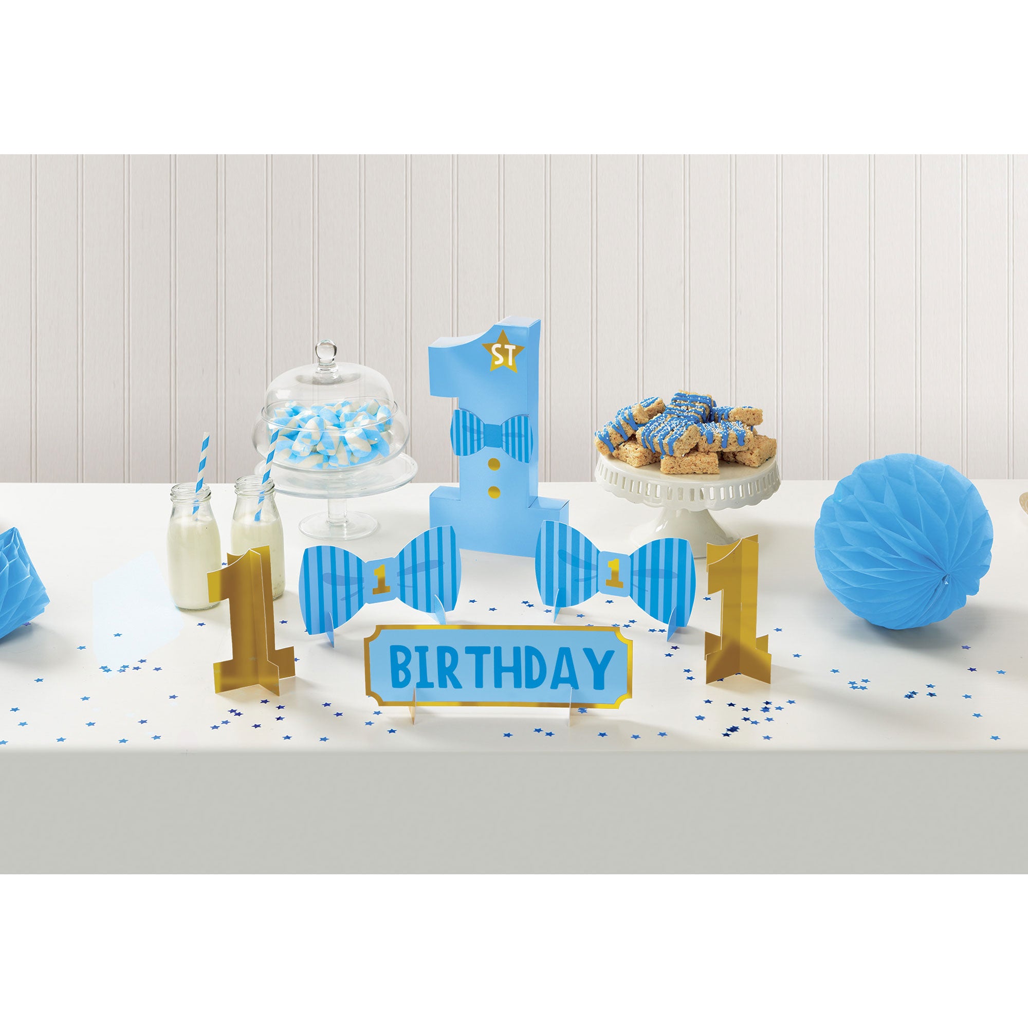 1st Birthday Boy Table Decorating Kit - Complete Party Decoration Set for Baby's First Birthday Celebration - Perfect for Cake Smash, Photo Backdrop & Milestone Party Decor