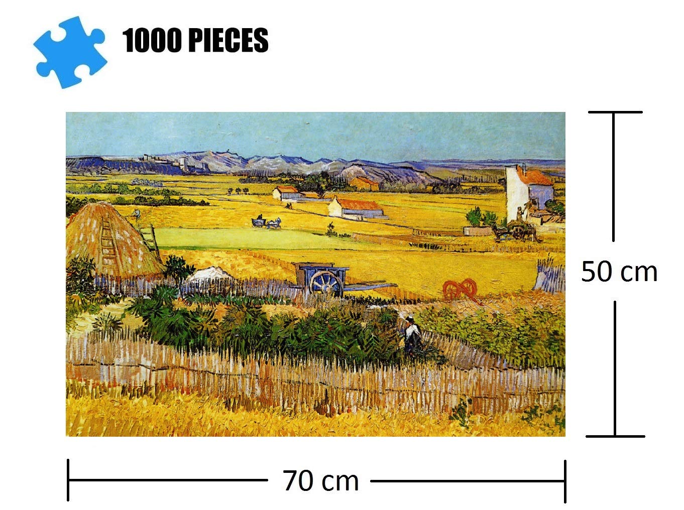 1000-Piece Van Gogh Wheat Field Jigsaw Puzzle for Adults & Teens - Famous Art Painting Puzzle (19.69x27.56 Inches) - Perfect for Family Game Night, Stress Relief & Home Decor