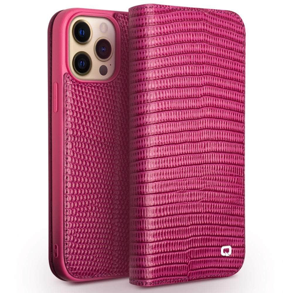 QIALINO Genuine Leather iPhone 13 Case with Card Slots for Women - Slim Wallet Phone Cover for Everyday Use, Travel & Shopping
