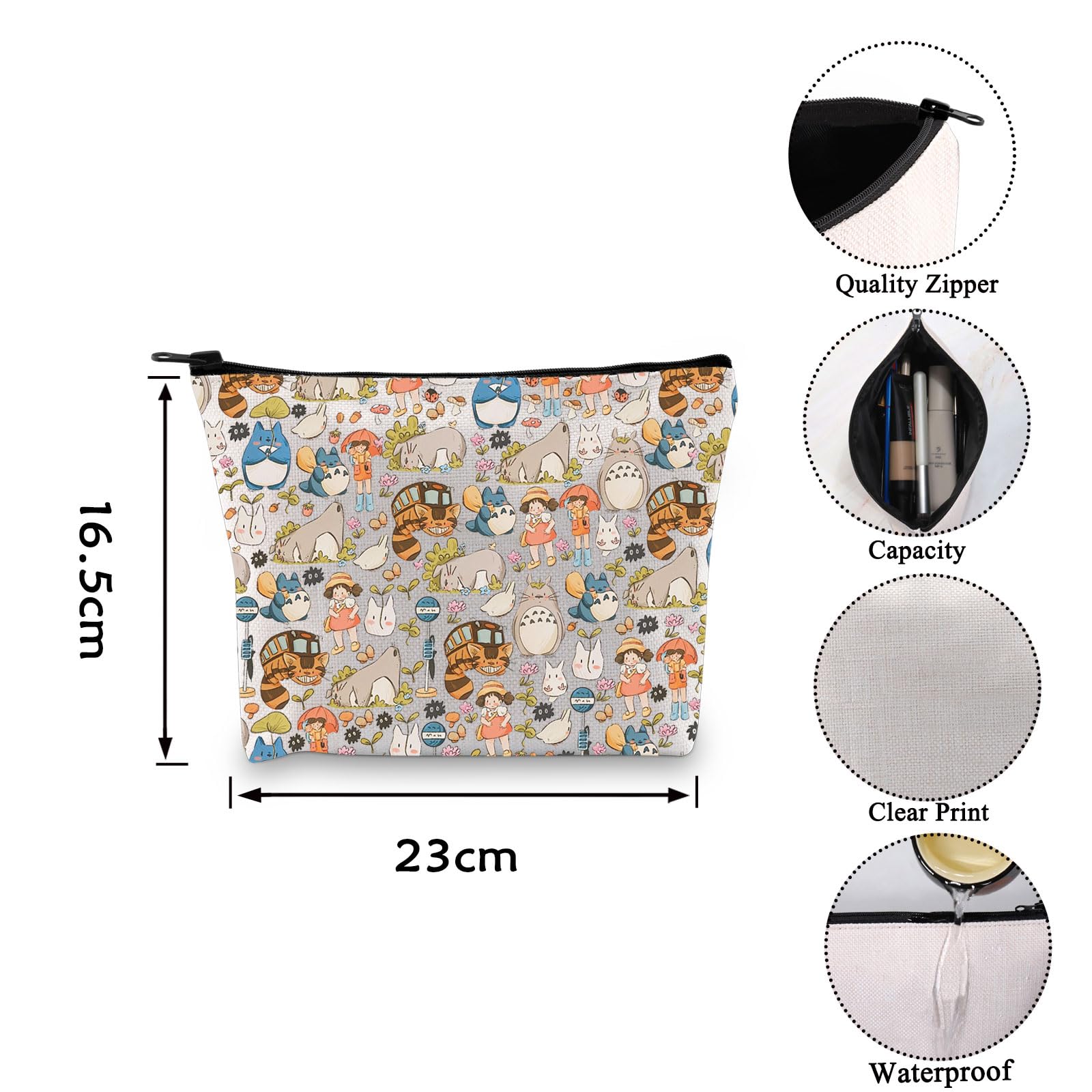 VAMSII Loong Cat Animated Movie Merch Canvas Makeup Bag - Kawaii Cute Gift for Movie Fans, Cosplay & Travel Essentials