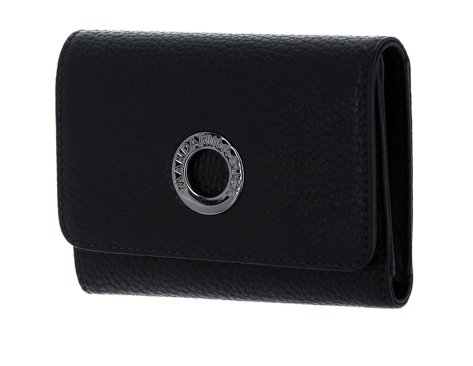 Mandarina Duck Women's Leather Wallet - Slim Billfold Credit Card Holder (10x21x28.5cm) - Black Nero for Everyday Use & Travel Essentials