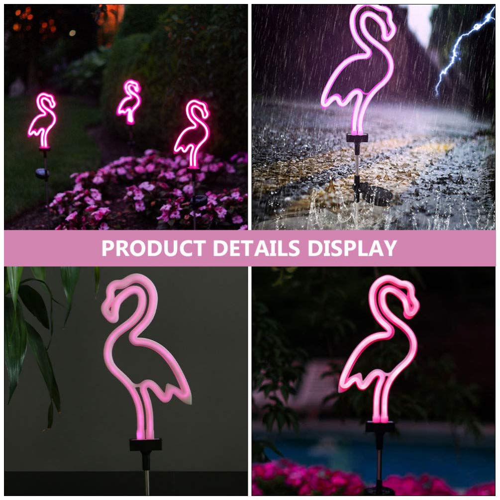 Uonlytech Flamingo Neon Sign Solar Garden Light - Waterproof Outdoor Lawn Decor with Flamingo Pattern, Perfect for Yard, Patio, and Garden Lighting at Night