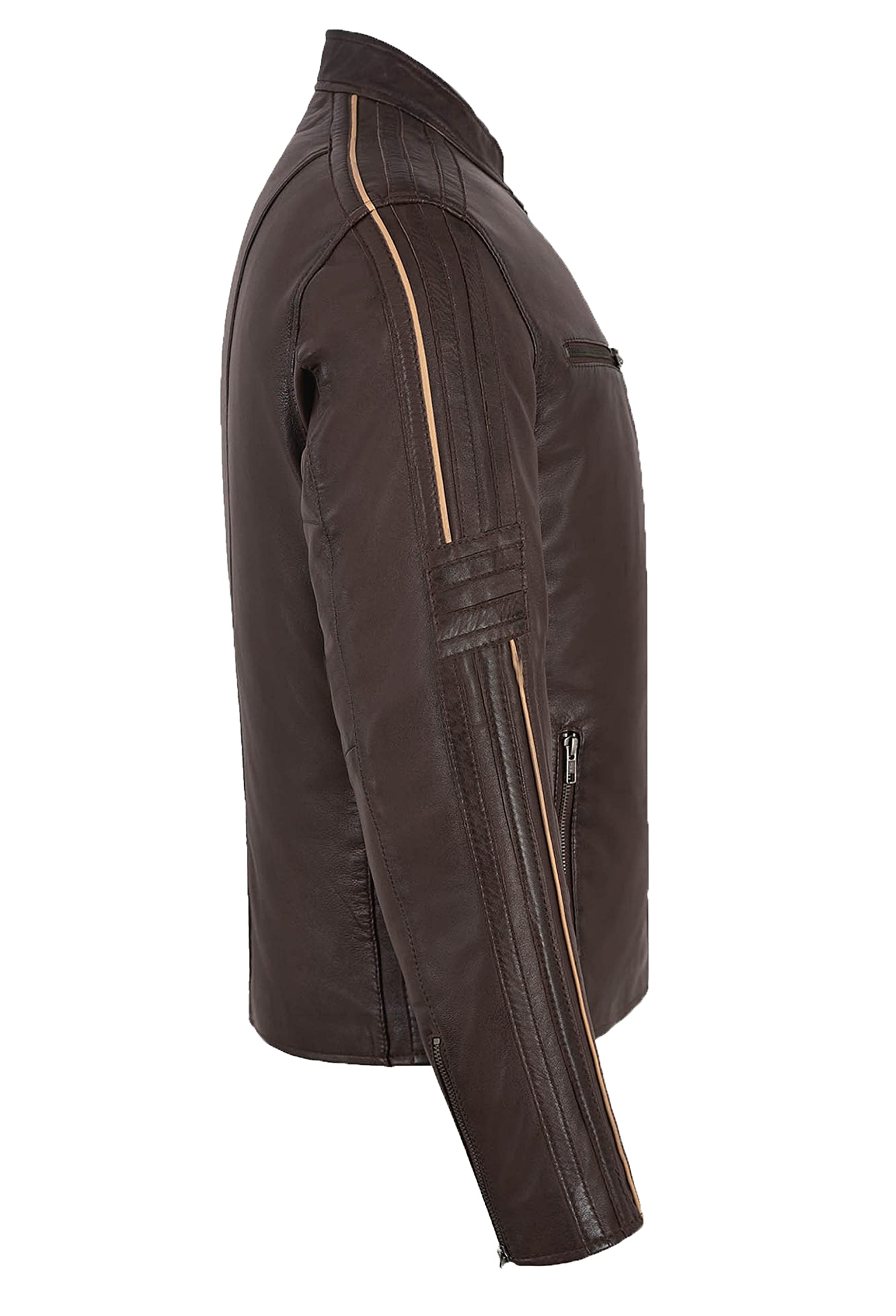 Genuine Leather Motorcycle Jacket for Men - Premium Biker Jacket - Real Cowhide Leather Jacket - Stylish & Durable Men's Outerwear for Riding, Casual Wear & Outdoor Adventures