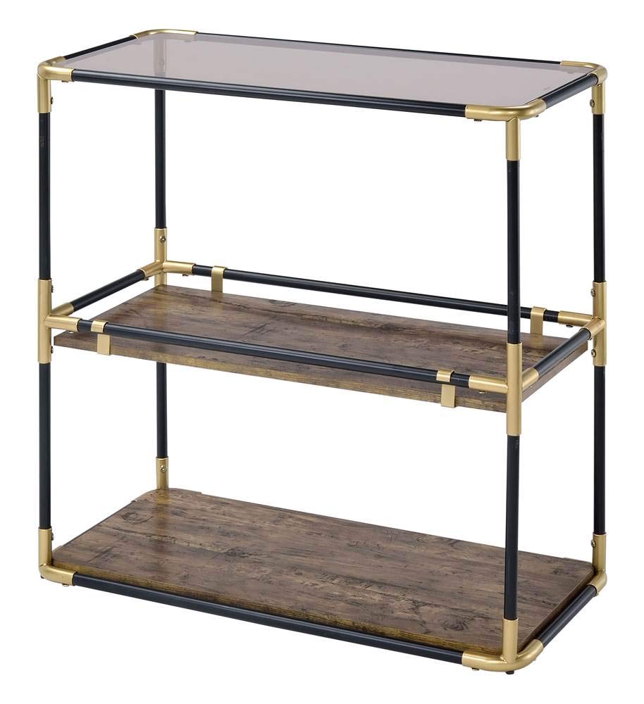 ACME Furniture Heleris Console Table - Black & Gold with Smoky Glass Top | Entryway, Living Room, Hallway Decor for Modern Home
