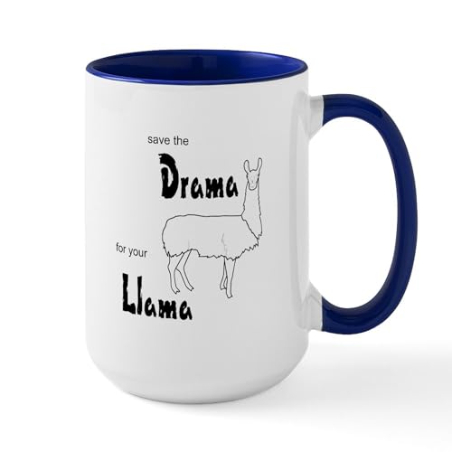 White/Navy Inside - Save The Drama For Your Llama Large Mug