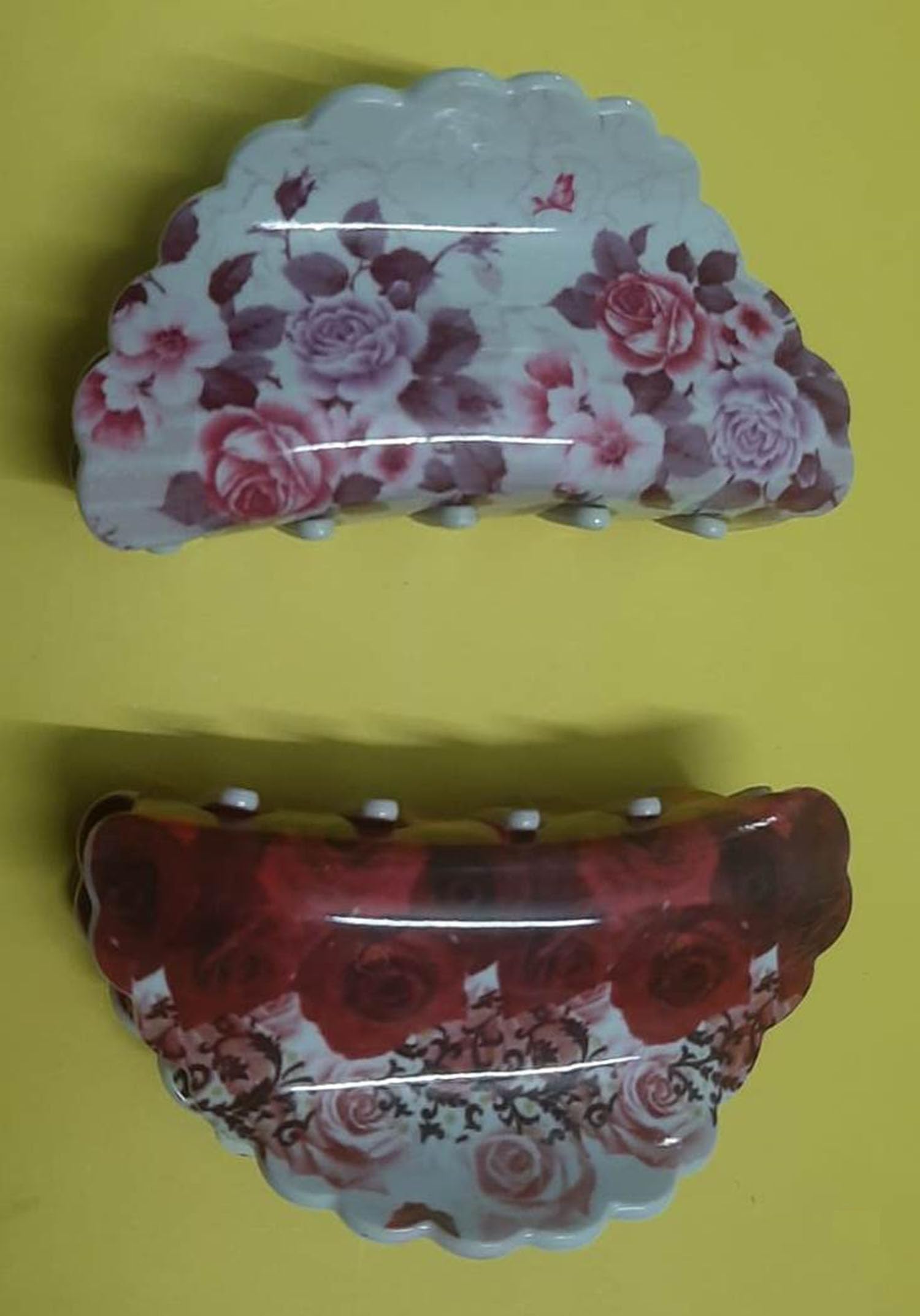 Long Hair Clips for Women and Girls - 2 Pack Hair Clutchers in White, Red & Multicolor | Perfect for School, Work, Parties and Everyday Hairstyles