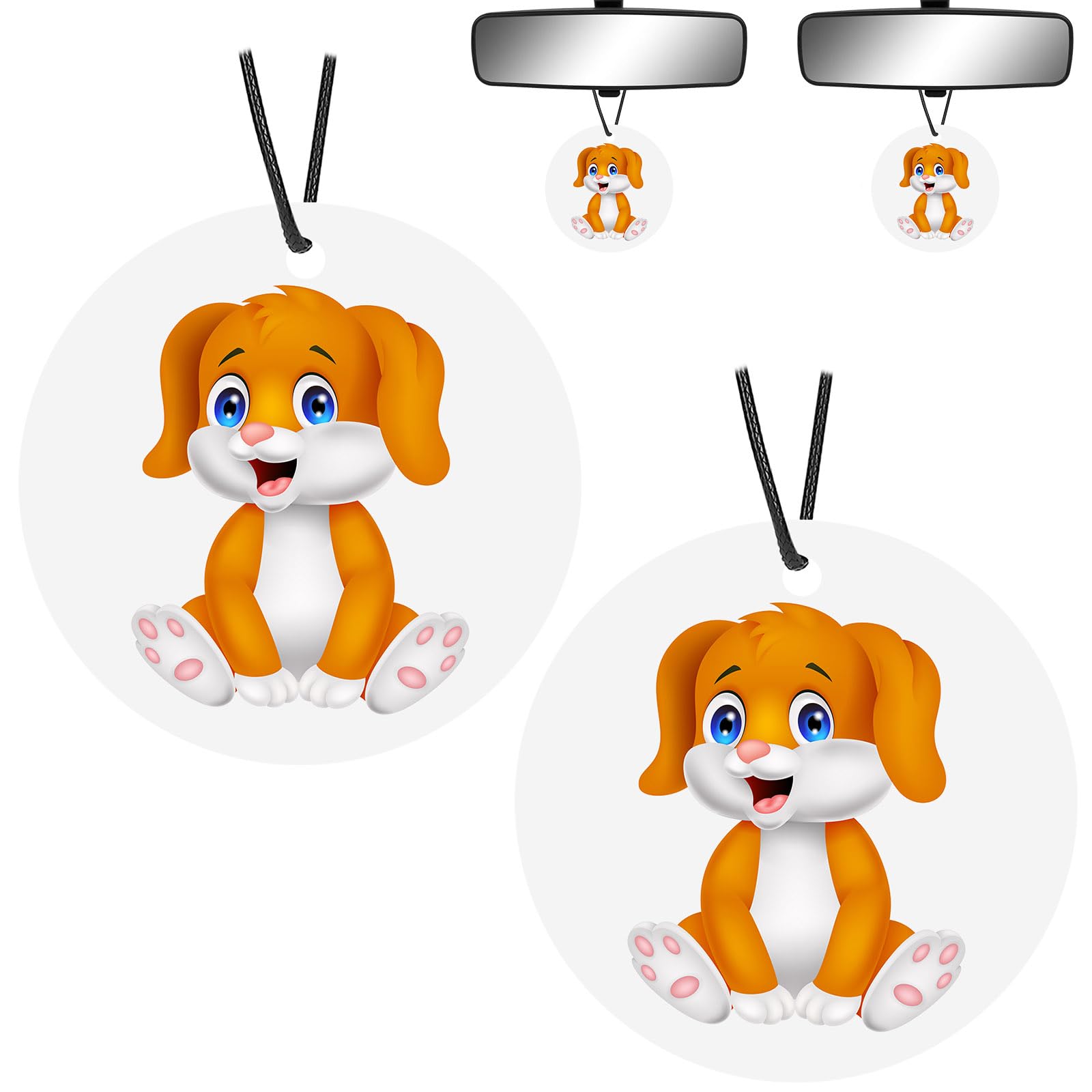 2 Pcs Personalized Double-Sided Photo Car Air Fresheners - Custom Scented Hanging Decor for Cars, Wardrobes & Bathrooms (Dog Pattern) | Perfect for Gifts, Home & Auto Fragrance