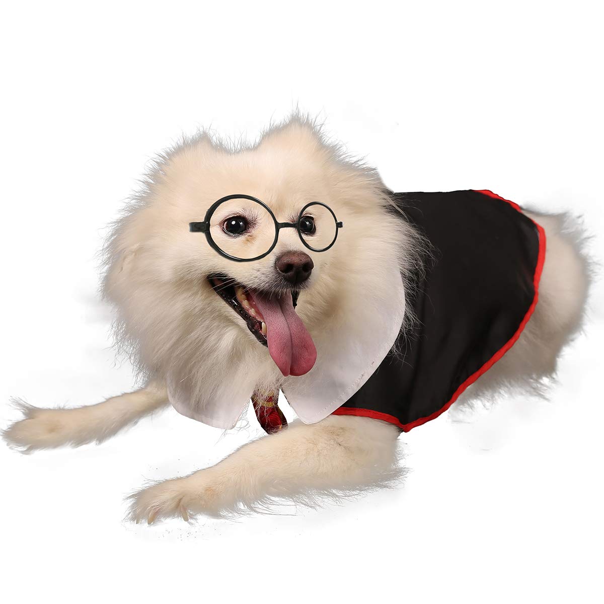 Halloween Wizard Costume for Dogs & Cats - Funny Pet Shirt with Glasses (Large Size) | Perfect for Halloween Parties, Pet Costume Contests & Photo Shoots