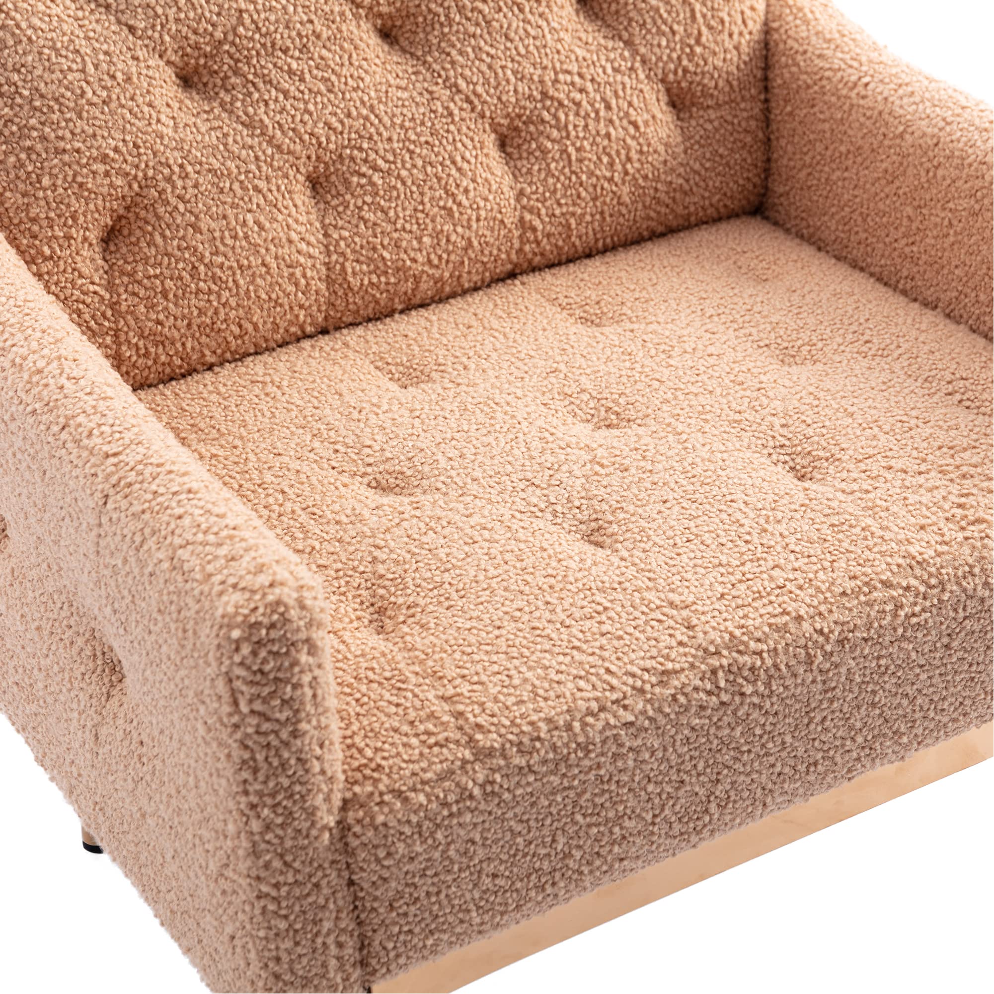 Modern Accent Chair - Upholstered Armchair & Club Lounge Chair for Living Room, Reading Nook, Studio or Dressing Room - Soft Teddy Camel Fabric - Stylish & Comfortable Seating Solution for Home Decor