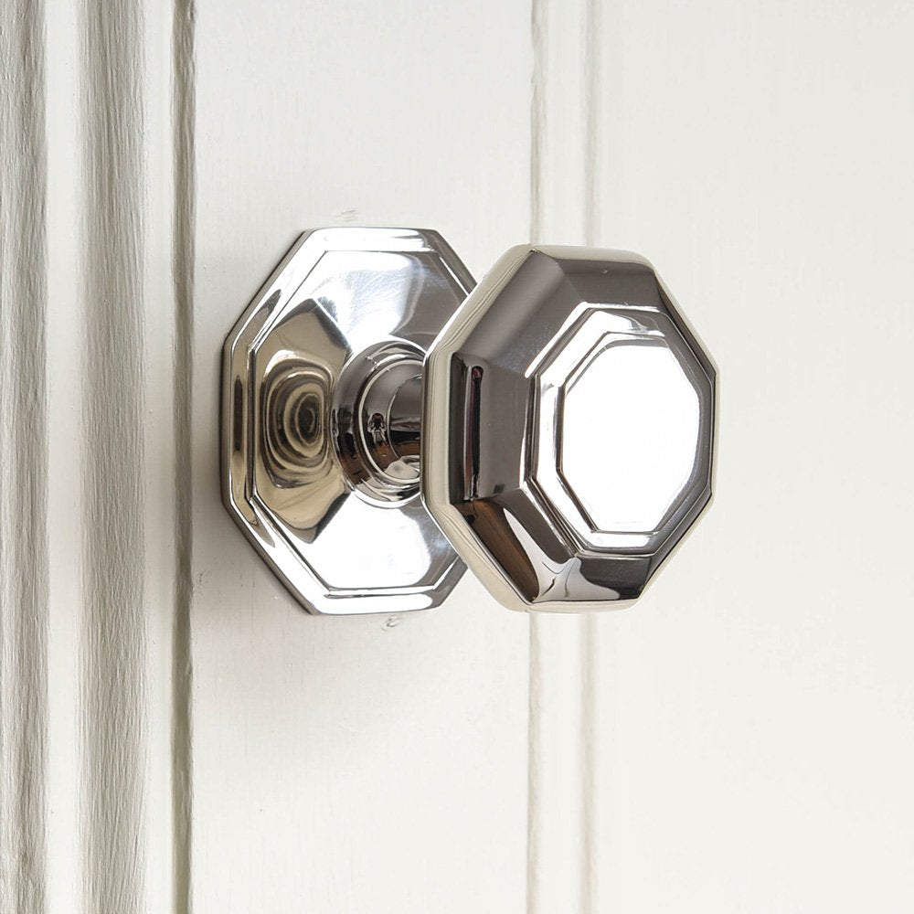 Polished Nickel Octagonal Door Pull - Small Cabinet Handle for Kitchen, Bathroom & Furniture - Modern Hardware for Drawers & Cabinets